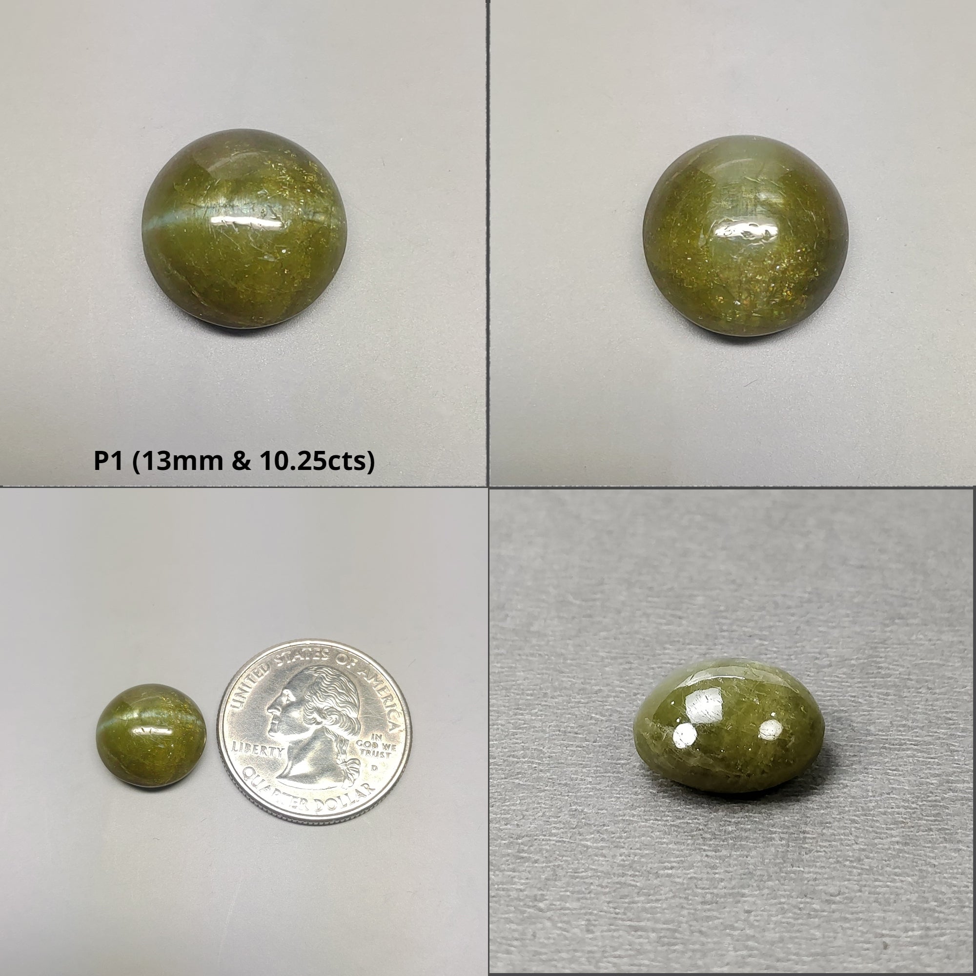 Natural Untreated Chrysoberyl Cat's Eye Gemstone Cabochon - Round & Oval Shapes (1pc, 2pcs, 3pcs) | Healing Crystal for Jewelry Making, Meditation & Energy Work