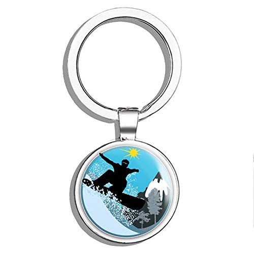 Premium Double-Sided Stainless Steel Snowboarding Keychain - Durable Key Ring Holder for Car Keys & Key Finder - Perfect for Winter Sports Enthusiasts & Outdoor Adventures