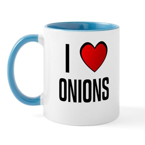 White/Blue Inside - I LOVE ONIONS Mug