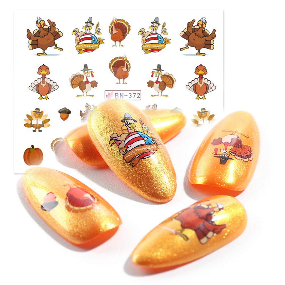 Macute Fall Nail Stickers - 12 Sheets Maple Leaf Water Transfer Nail Art Decals with Autumn Leaves, Turkey & Pumpkin Designs | DIY Manicure Tips Decor for Thanksgiving, Halloween | Perfect for Seasonal Nail Art, Party Nail Decorations, and Holiday Gift Ideas