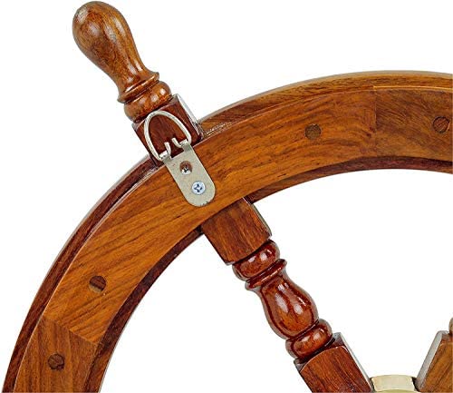 Nagina International 48-Inch Nautical Handcrafted Wooden Ship Wheel - Pirate Themed Wall Decor, Home & Office Decoration - Perfect for Coastal, Beach House, or Maritime Theme Interiors
