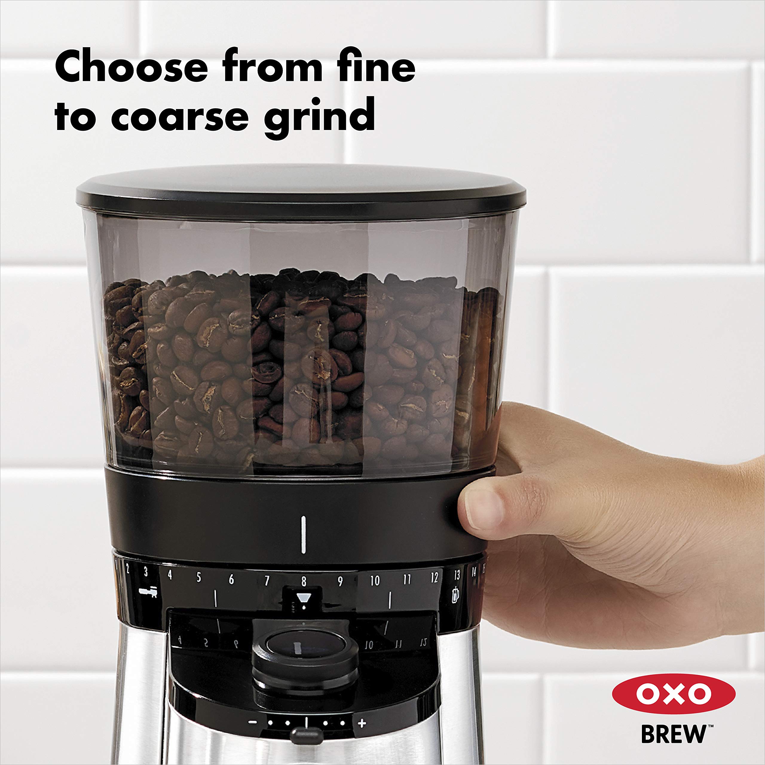 OXO Brew Conical Burr Coffee Grinder with Built-in Scale - Precision Ground Coffee for Espresso, French Press & Cold Brew - Perfect for Home Baristas & Coffee Enthusiasts