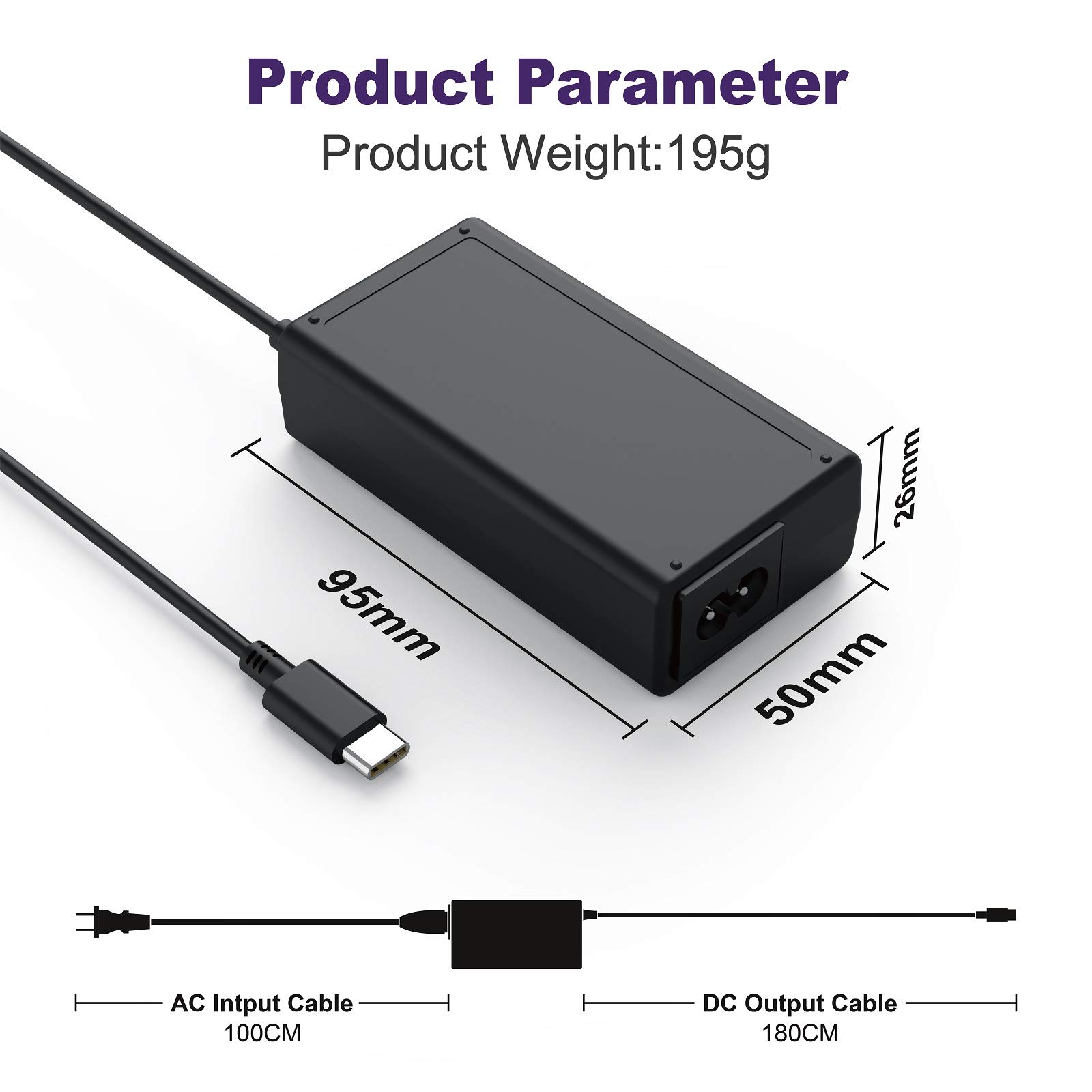 65W USB C Laptop Charger - Fast Charging Power Adapter for Lenovo Thinkpad X1 Carbon/T480s/T490, LG Gram 14/15/16/17, Dell XPS/Latitude 5420/7420/5520, HP/Samsung/Acer/Asus/Google Chromebook - Perfect for Home, Office & Travel Use