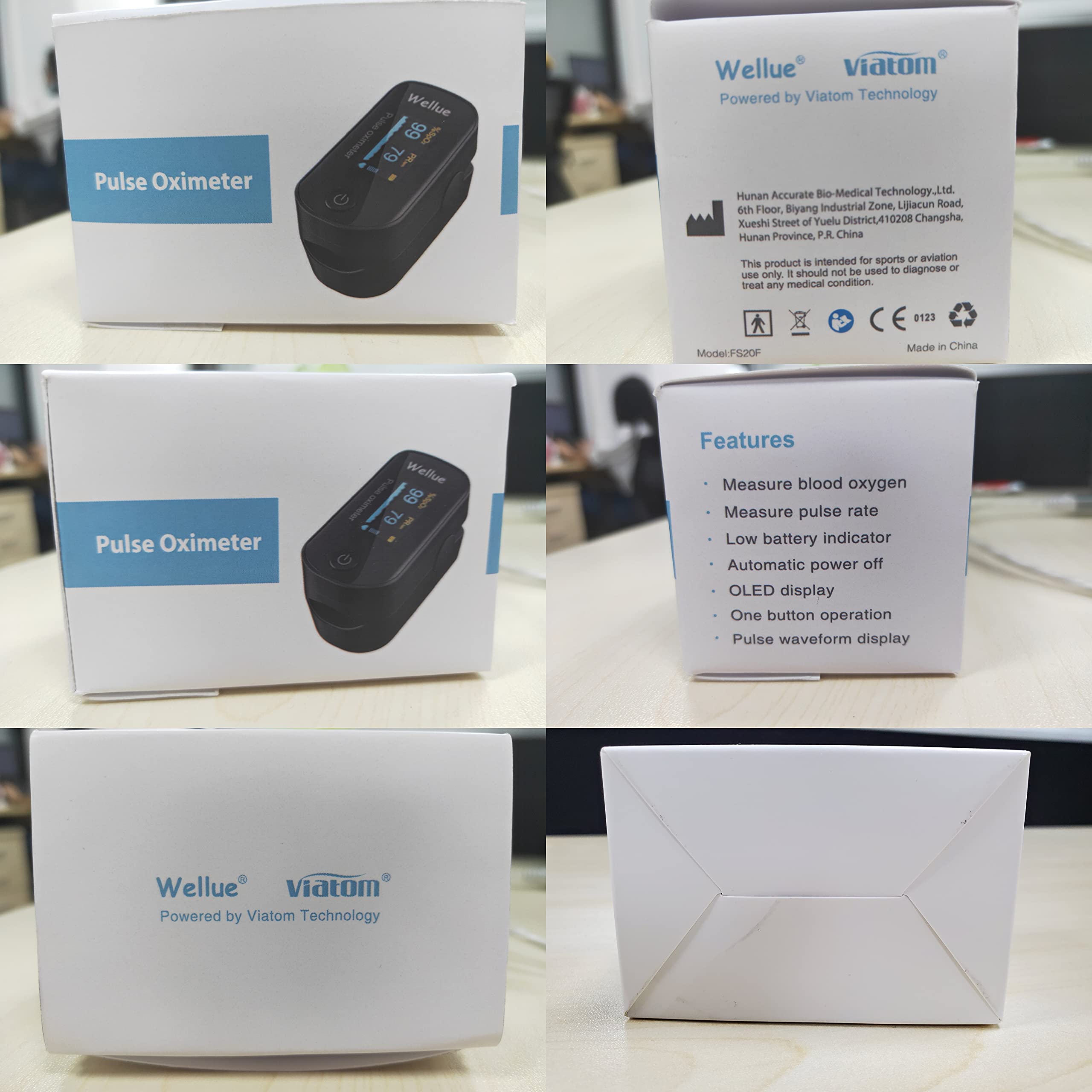 Wellue Fingertip Pulse Oximeter - Accurate Blood Oxygen Saturation Monitor with Bluetooth, Batteries & Lanyard - Portable Oxygen Meter for Fitness, Aviation & Health Monitoring (Black)