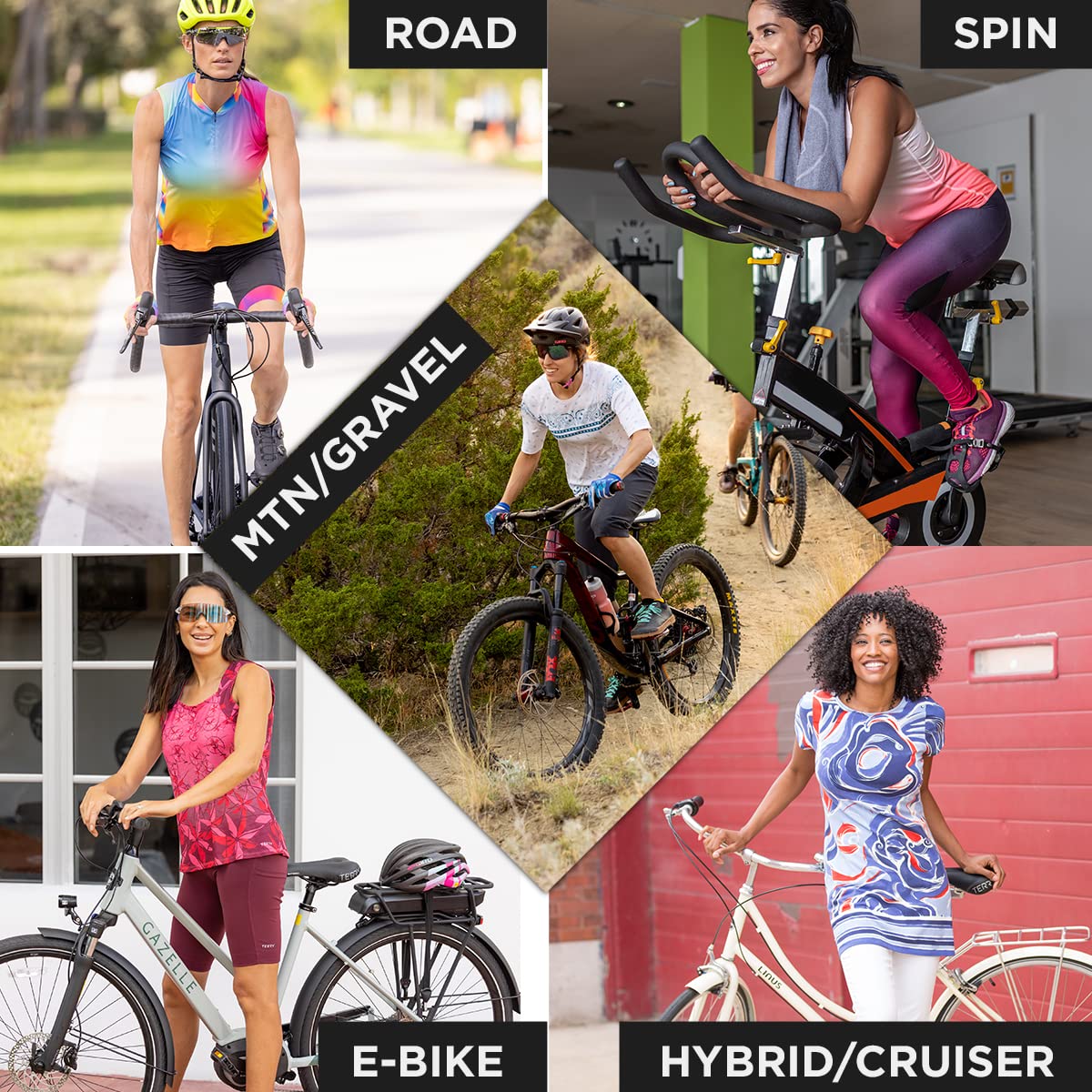 Women's Terry Cycling Padded Bike Capris - Elastic Free Waist, Printed Leg Band, Breathable Leggings for Peloton & TDF Riders | Perfect for Indoor Cycling, Spinning Classes & Outdoor Bike Tours