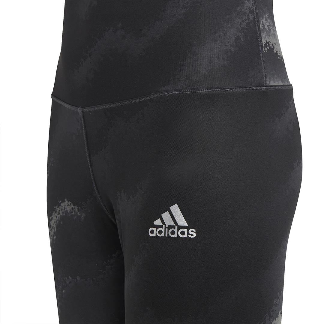 Adidas Girls' Dance AEROREADY High Waist Printed Tights (HR5814) - Moisture-Wicking Junior Yoga Pants for Dance, Gym & Workout - Perfect for Ballet, Fitness & Activewear