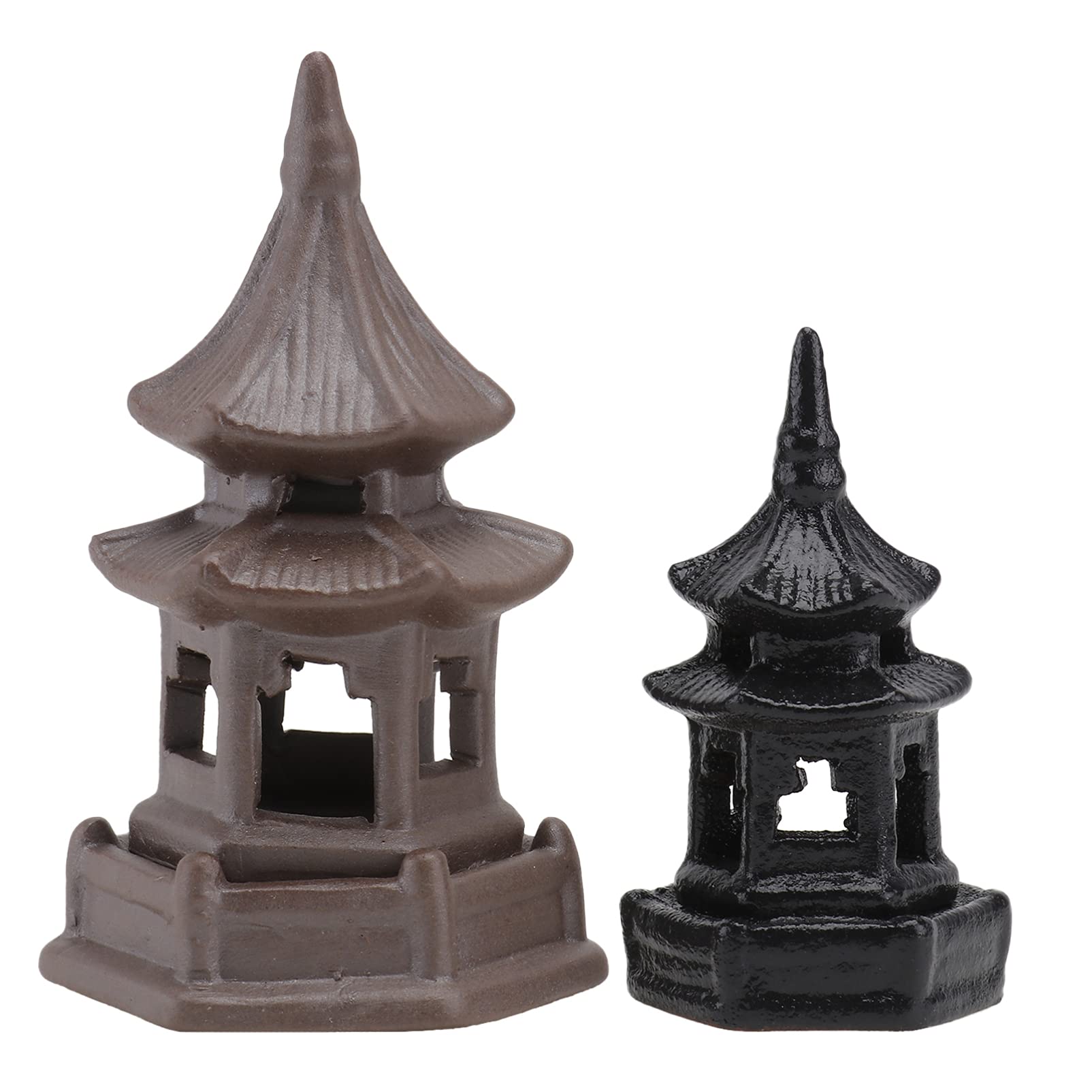 DOITOOL 2-Pack Ceramic Pavilion Aquarium Decorations - Weighted Fish Tank Ornaments, Human Landscape Decor for Freshwater & Saltwater Aquariums - Perfect for Desktop, Home or Office Aquascaping