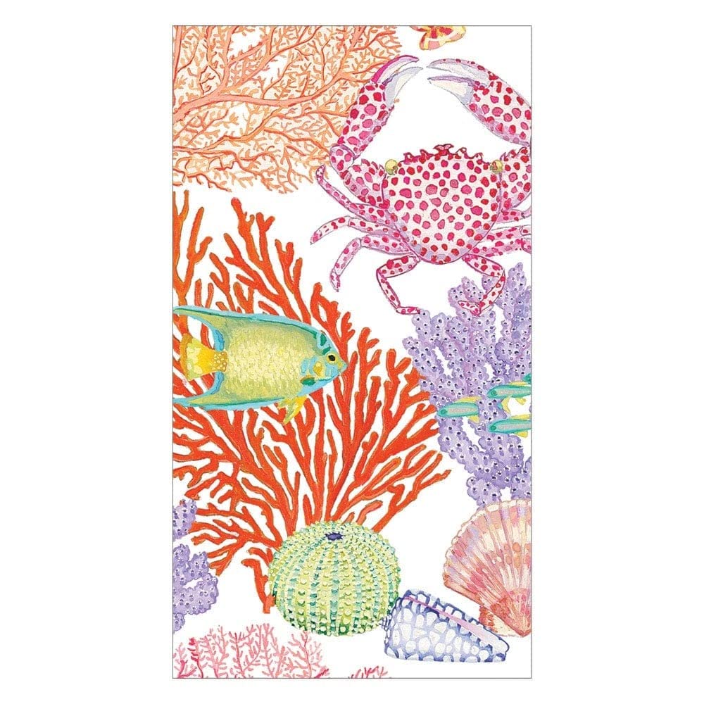 Caspari Under the Sea Disposable Paper Guest Towels - 15 Pack | Premium Bathroom Napkins for Parties, Weddings & Home Decor | Soft & Absorbent Paper Hand Towels for Guests