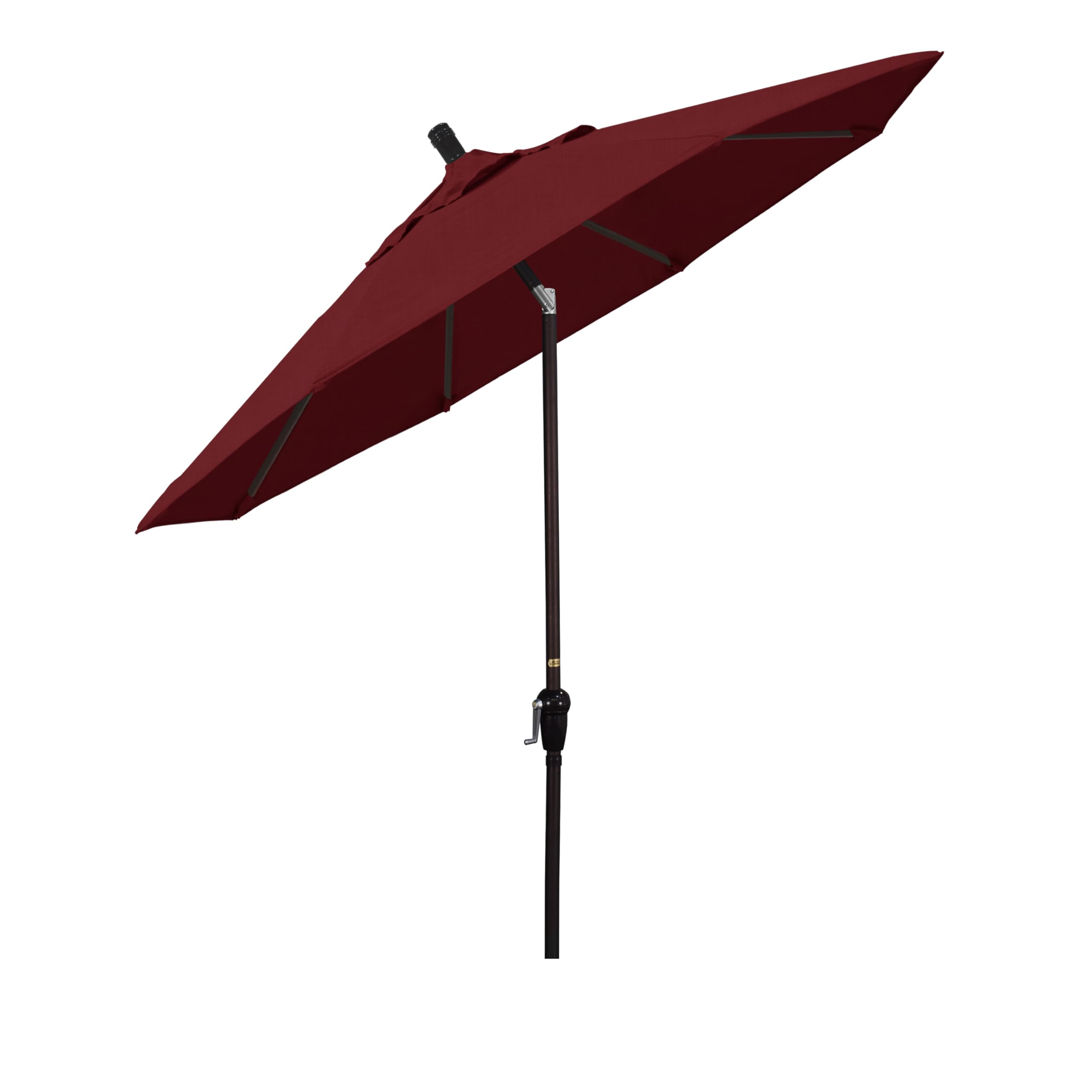 9' Aluminum Market Umbrella with Crank Lift & Auto Tilt - Sunbrella Ruby for Patio & Outdoor Dining