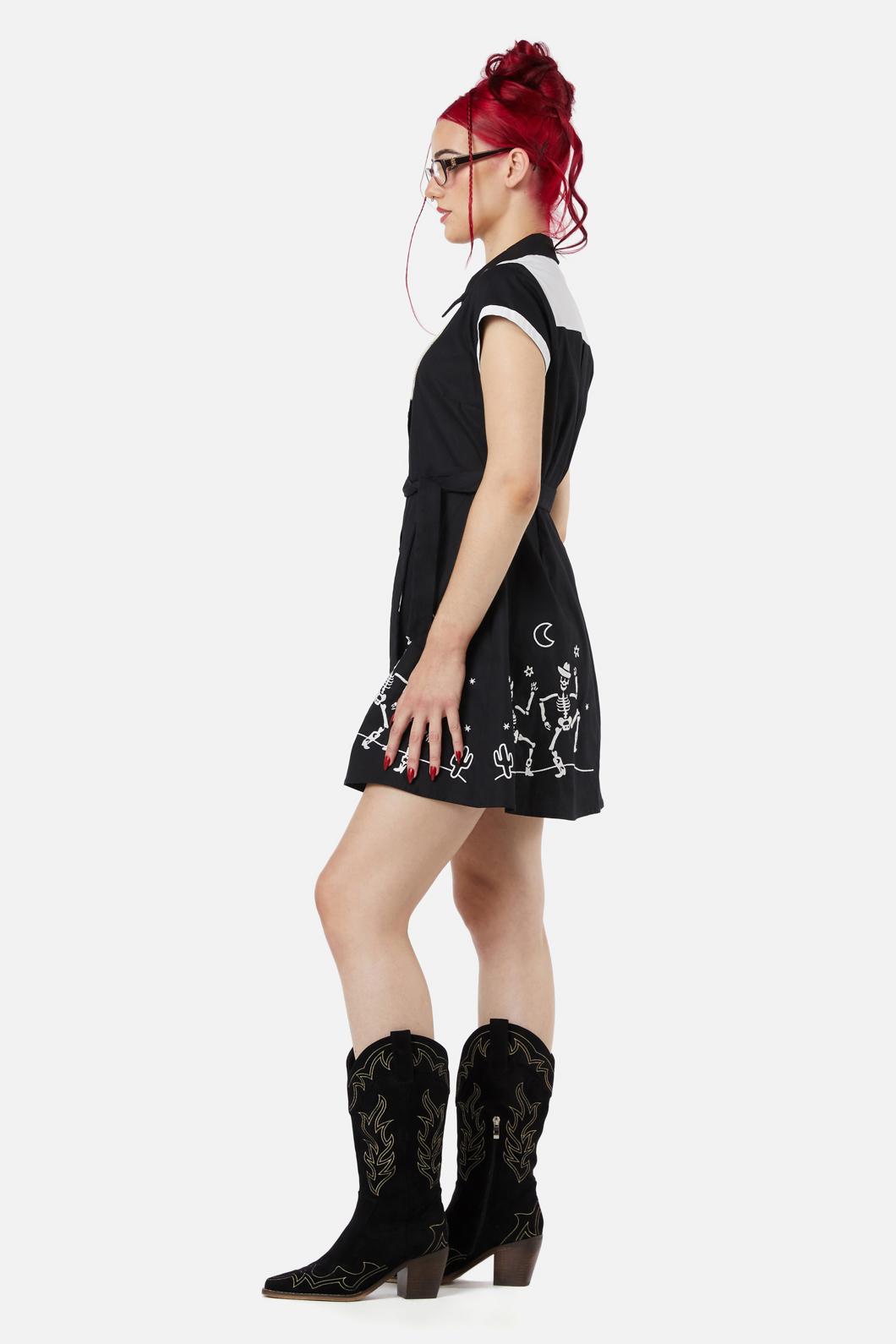 Skelly Skater Dress for Women - Gothic Halloween Costume & Casual Wear | Perfect for Parties, Cosplay, and Everyday Fashion