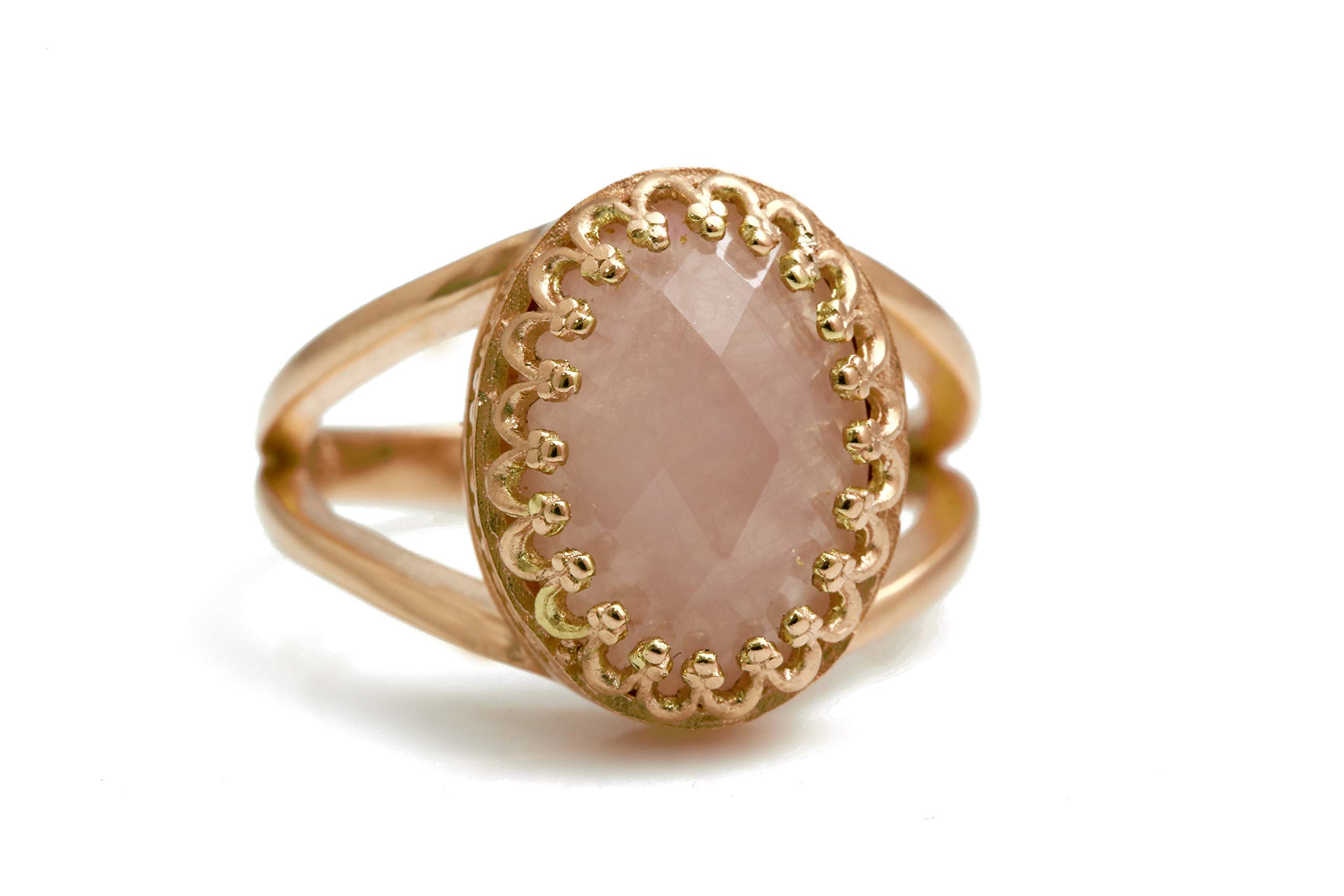 14K Rose Gold-Filled Rose Quartz Ring - Handmade Birthstone Jewelry for Women, Birthday & Anniversary Gifts - Healing Crystal Ring with Gift Box - Perfect for Meditation, Energy Healing & Spiritual Wellness
