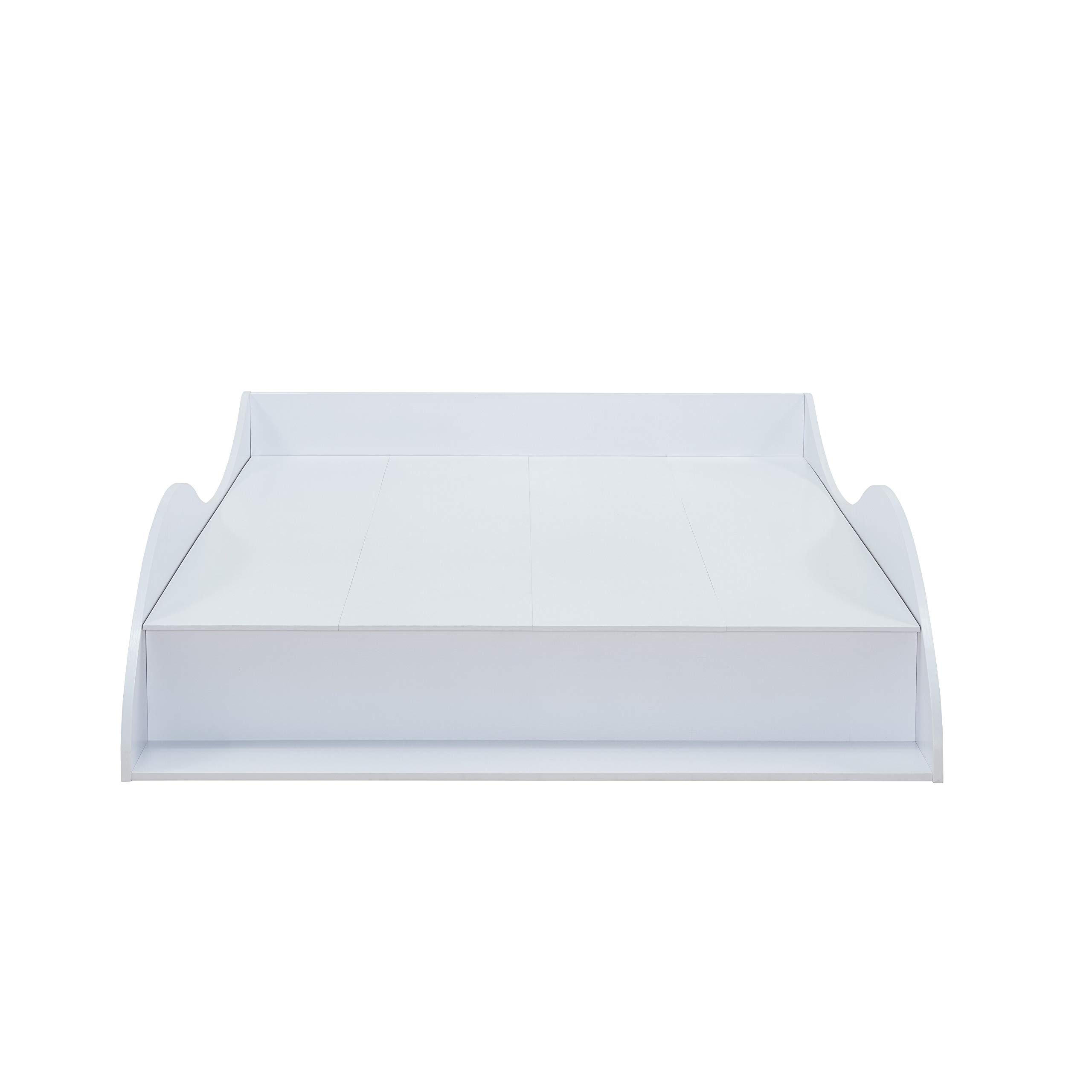 Overstock Tara White Platform Bed Queen Size - Modern Minimalist Bed Frame with Sturdy Wooden Slats for Bedroom, Guest Room, or Dorm