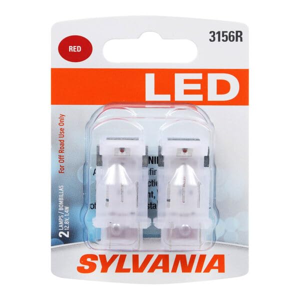 SYLVANIA 3156 LED Red Mini Bulb - Bright for Stop/Tail Lights (2-Pack) - Auto Lighting Upgrade