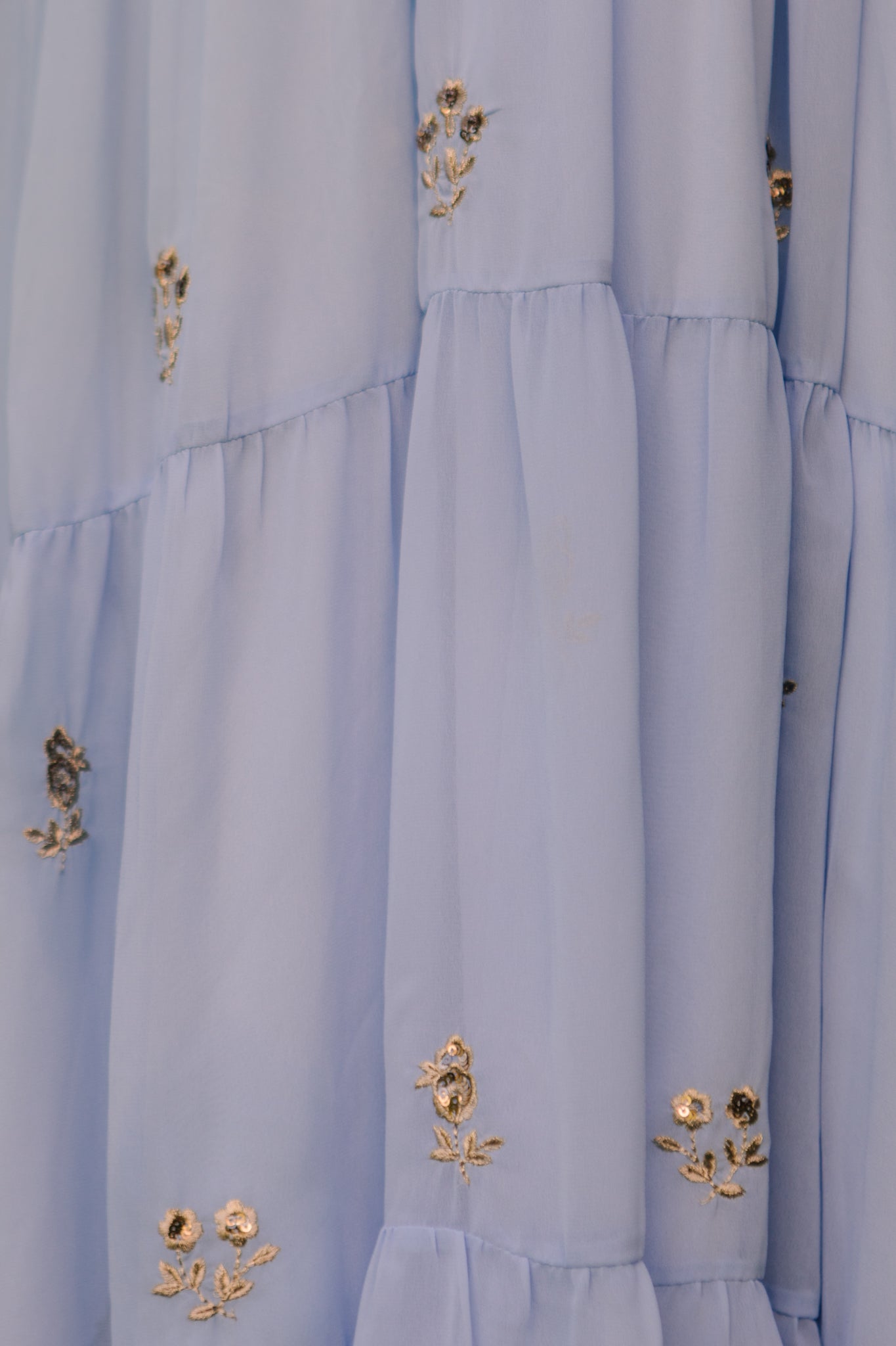 Baby Blue Folklore Dress for Women - Boho Chic Floral Maxi Dress for Summer, Beach, and Festivals