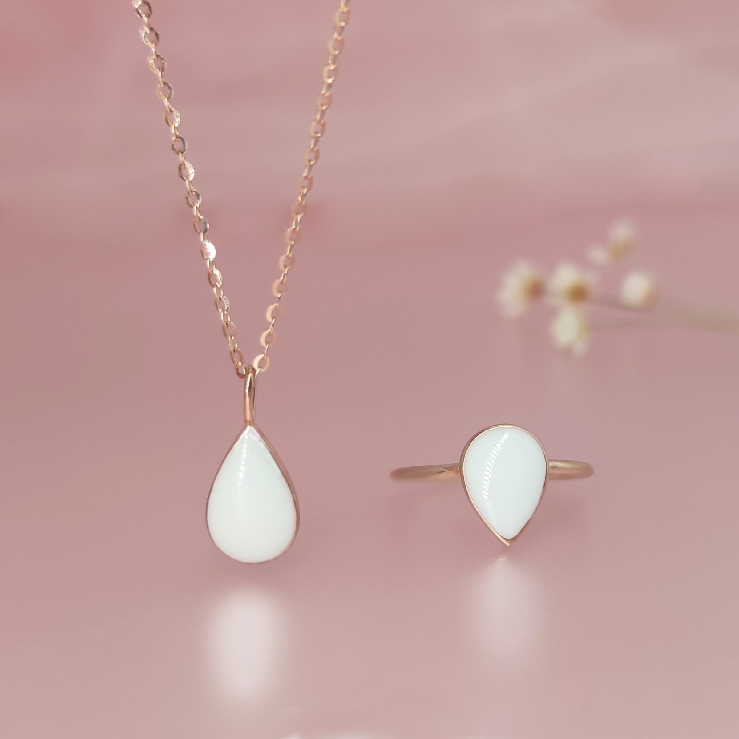 Sterling Silver Teardrop Breastmilk Keepsake Jewelry Set - DIY Memorial Ring & Necklace Kit for Mothers - Perfect for Baby Shower Gifts and Cherished Memories