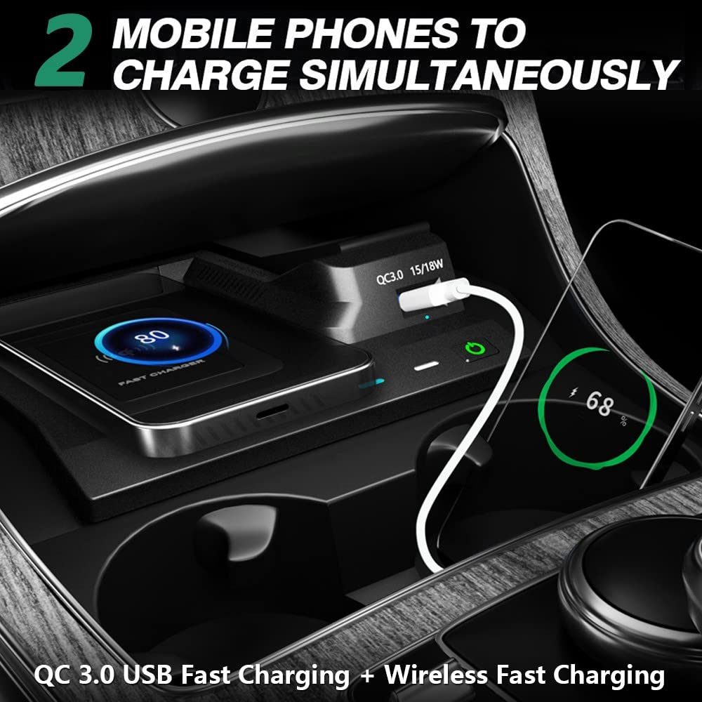 Wireless Car Charger for Mercedes Benz C-Class GLC AMG 2015-2022 - 15W Fast Charging Phone Mount Compatible with C180/C200/C260/C300/C450 & GLC200/GLC260/GLC300 AMG C43/C63/GLC43/GLC63 - Perfect for Road Trips & Daily Commutes