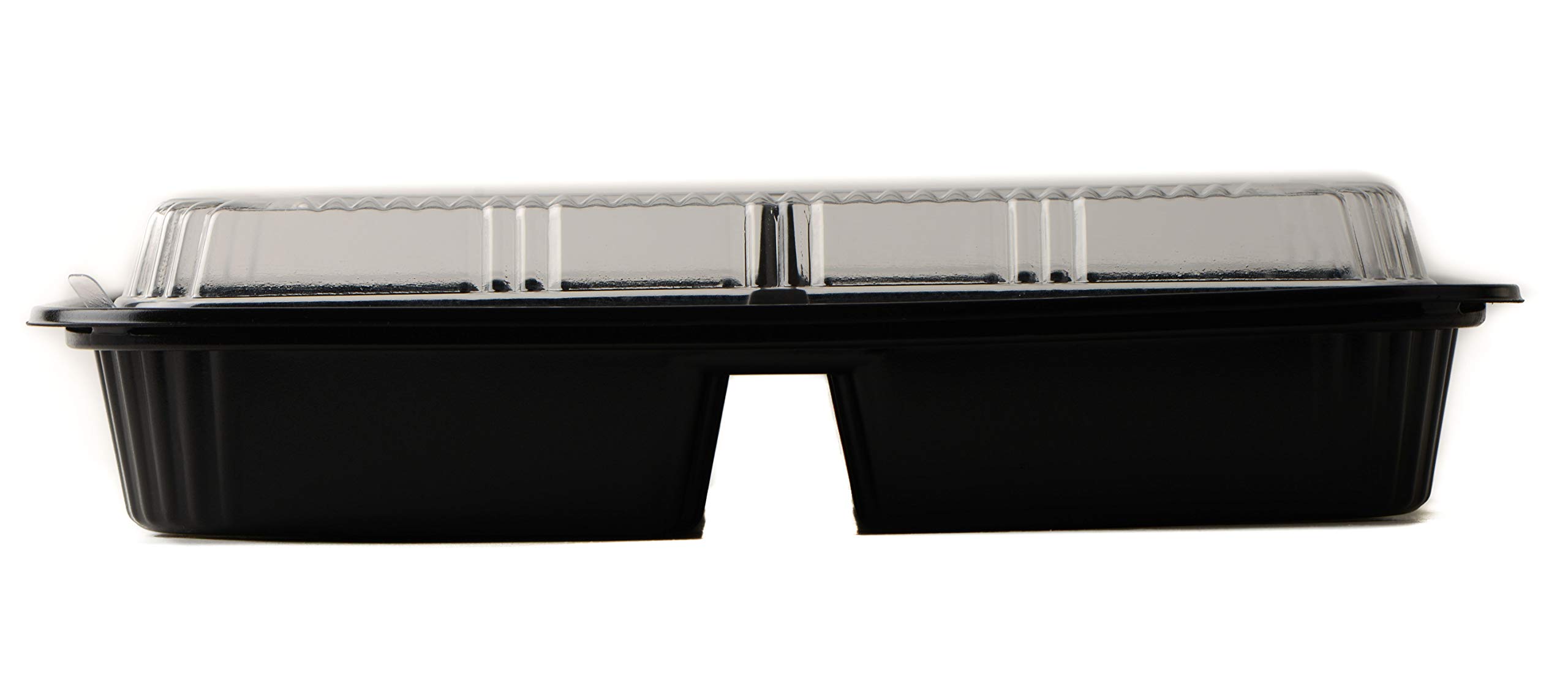 EcoQuality [225 Pack] 3-Compartment Black Disposable Food Containers with Lids - BPA Free Meal Prep Containers for Lunch, Bento Box & Food Storage | Perfect for Office Lunch, Meal Prep & Takeout