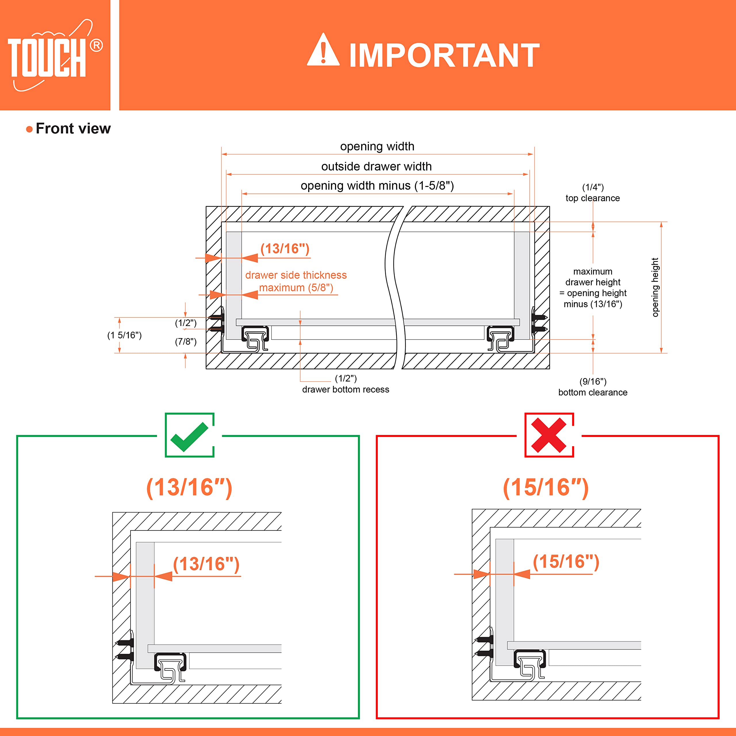 TOUCH Undermount Drawer Slides - Self-Soft Close (5 Pairs, 21 Inch/533mm) for 1/2 & 5/8 Inch Side Panels - Kitchen Cabinet Concealed Drawer Track Guide - Bottom Mount - 75 LB Capacity - 3D Adjustable Lock Device - Perfect for Kitchen Renovation & Cabinet Organization