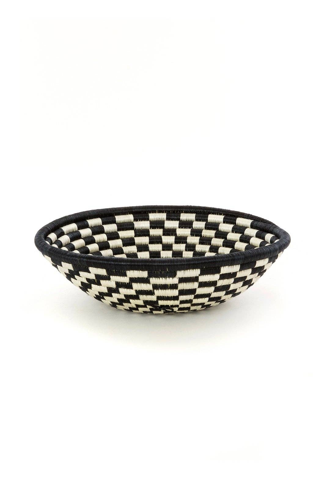 Handwoven Rwandan Sisal Checkered Basket - Eco-Friendly Storage & Decor for Home, Office, or Picnic Use