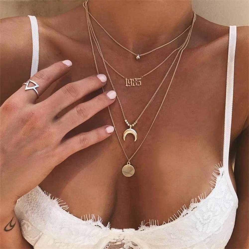 18K Gold Plated Old English Birth Year Necklace for Women - Personalized Number Pendant Jewelry Gift (1970-2021) | Birthday, Anniversary & Mother's Day Present | Perfect for Everyday Wear, Special Occasions & Gift Giving
