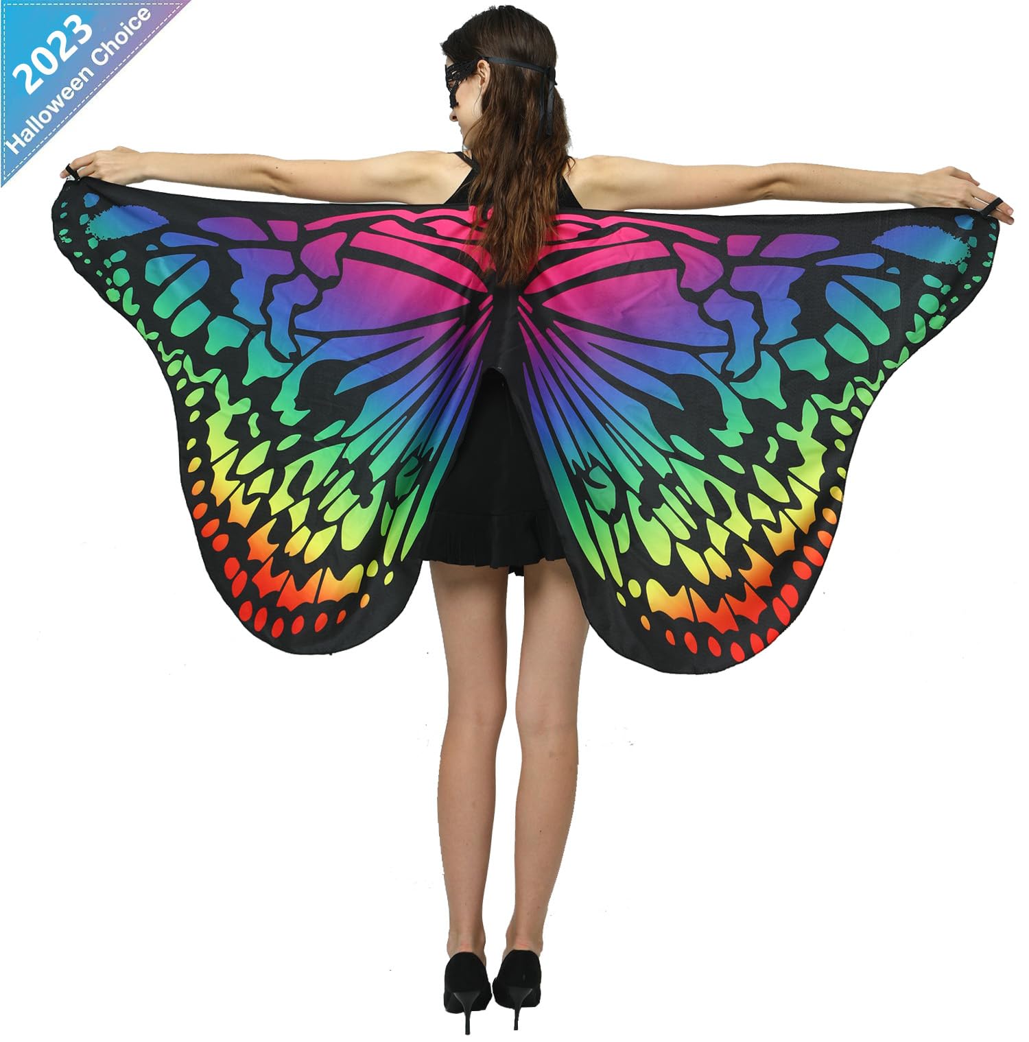 Butterfly Fairy Costume for Women - Double-Sided Printed Fabric Wings | Halloween, Cosplay, Fairy Party Outfit | Perfect for Costume Parties, Themed Events & Photo Shoots