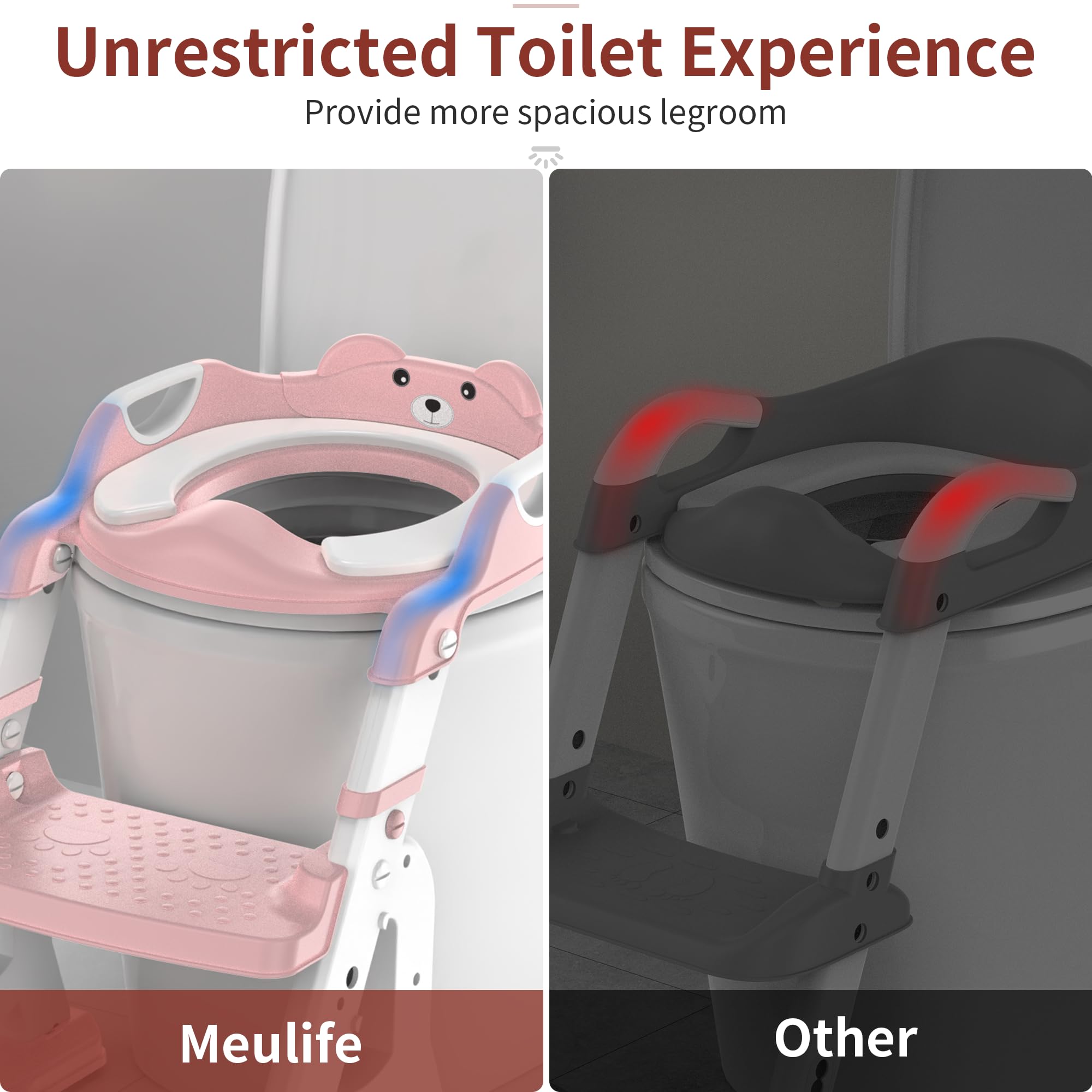 2 in 1 Potty Training Seat for Toddlers - Adjustable Toilet Trainer with Splash Guard, Anti-Slip Pad & Step Stool for Boys & Girls (Pink) | Easy Transition from Diapers to Potty for Home & Travel Use