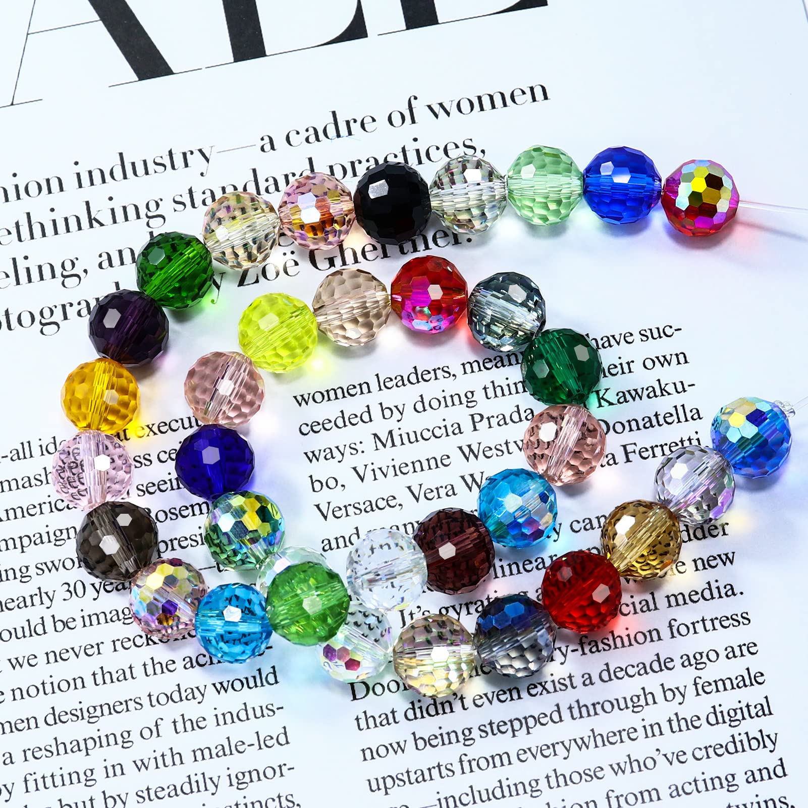 Dowarm 10MM Round Crystal AB Faceted Glass Beads for Jewelry Making - 50PCS Loose Gemstone Spacer Beads for DIY Bracelets, Necklaces, Wind Chimes & Suncatcher Crafts - Perfect for Wedding, Party & Home Decor Projects