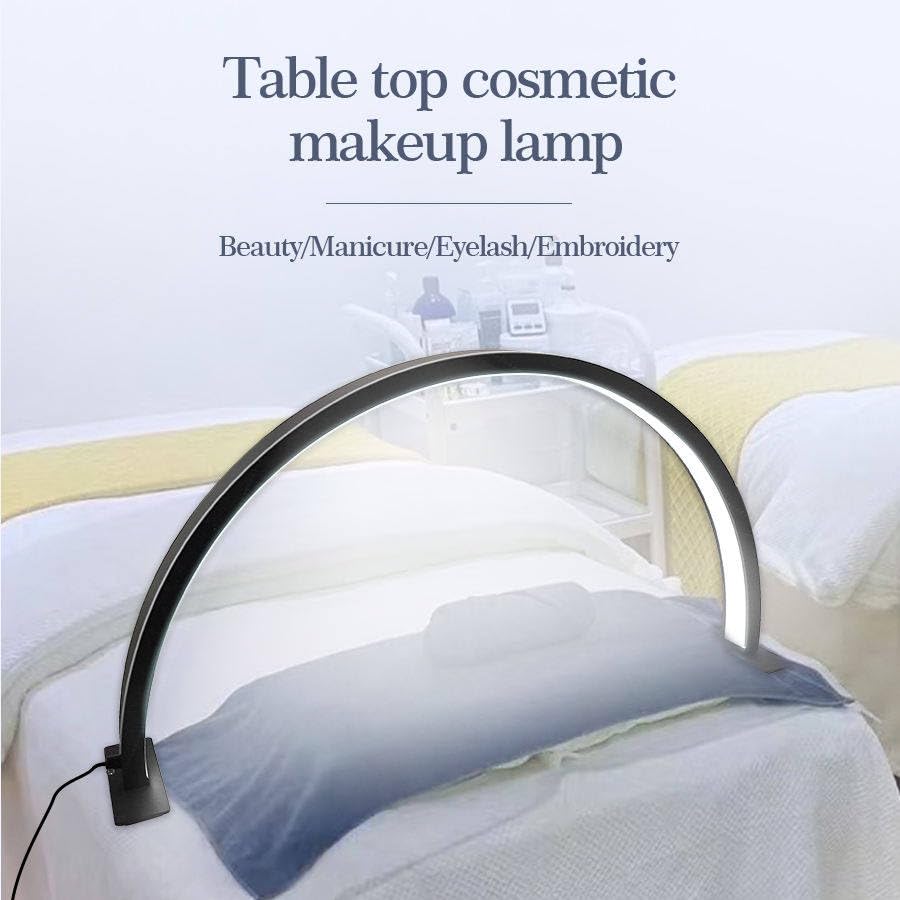 Dimmable LED Half Moon Nail Lamp 3000-6000K - Eyebrow Beauty Light & Desk Lamp for Nail Salon, Home Manicure, Makeup Vanity (Black, Small) - Perfect for Professional Nail Techs & DIY Manicures at Home