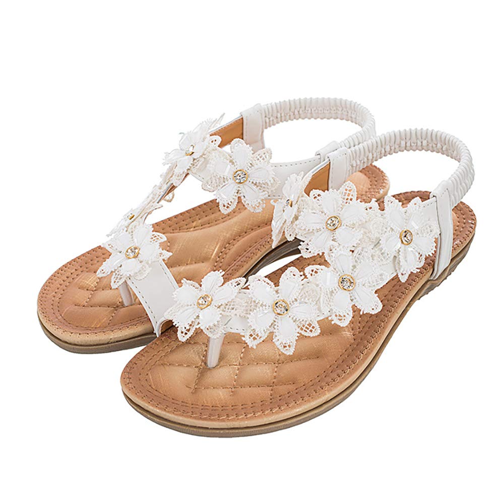 Women's Bohemian Beaded Flat Sandals for Summer - Clip Toe Beach Shoes for Women | Perfect for Beach Vacations, Casual Outings & Boho Fashion Styles