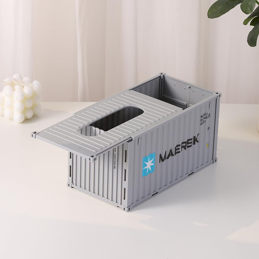 Decorative Shipping Container Tissue Box Cover - Stylish Home & Office Tissue Holder for Living Room, Bedroom, or Desk | Perfect for Coastal, Industrial & Modern Decor