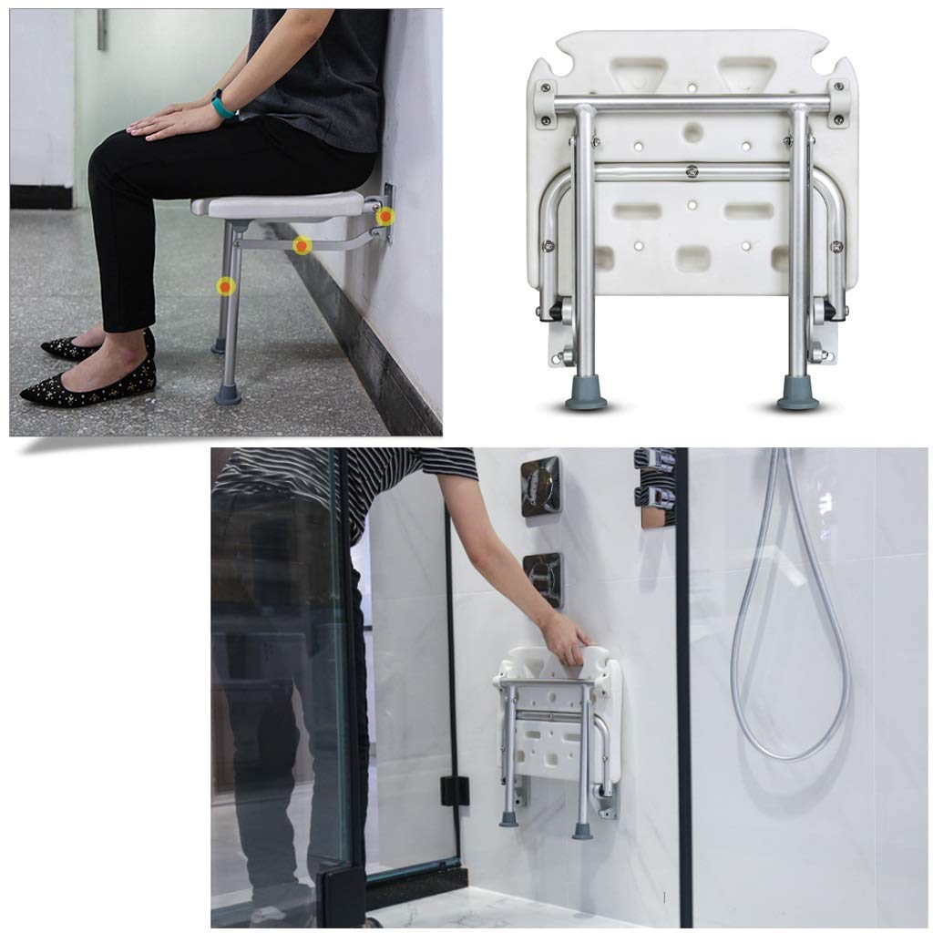Foldable Wall Mounted Shower Stool & Chair - Anti-Slip Bathroom Seat for Elderly & Disabled - 150kg Weight Capacity - Perfect for Small Bathrooms & Safe Showering