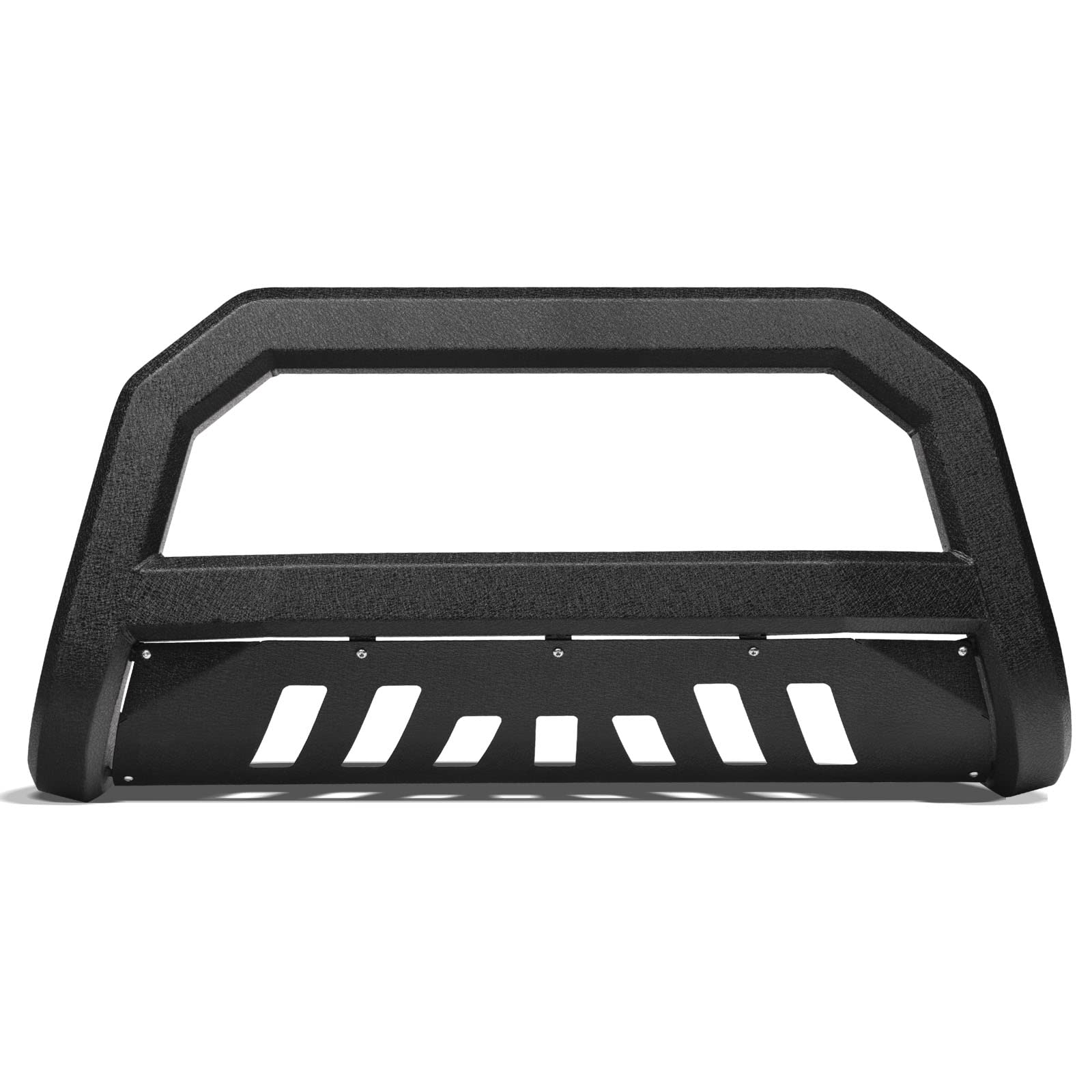 Textured Black AVT Style Bull Bar Brush Guard Push Bumper with Skid Plate for 2007-2021 Toyota Tundra - Off-Road Protection & Front Grill Guard for Truck Adventures