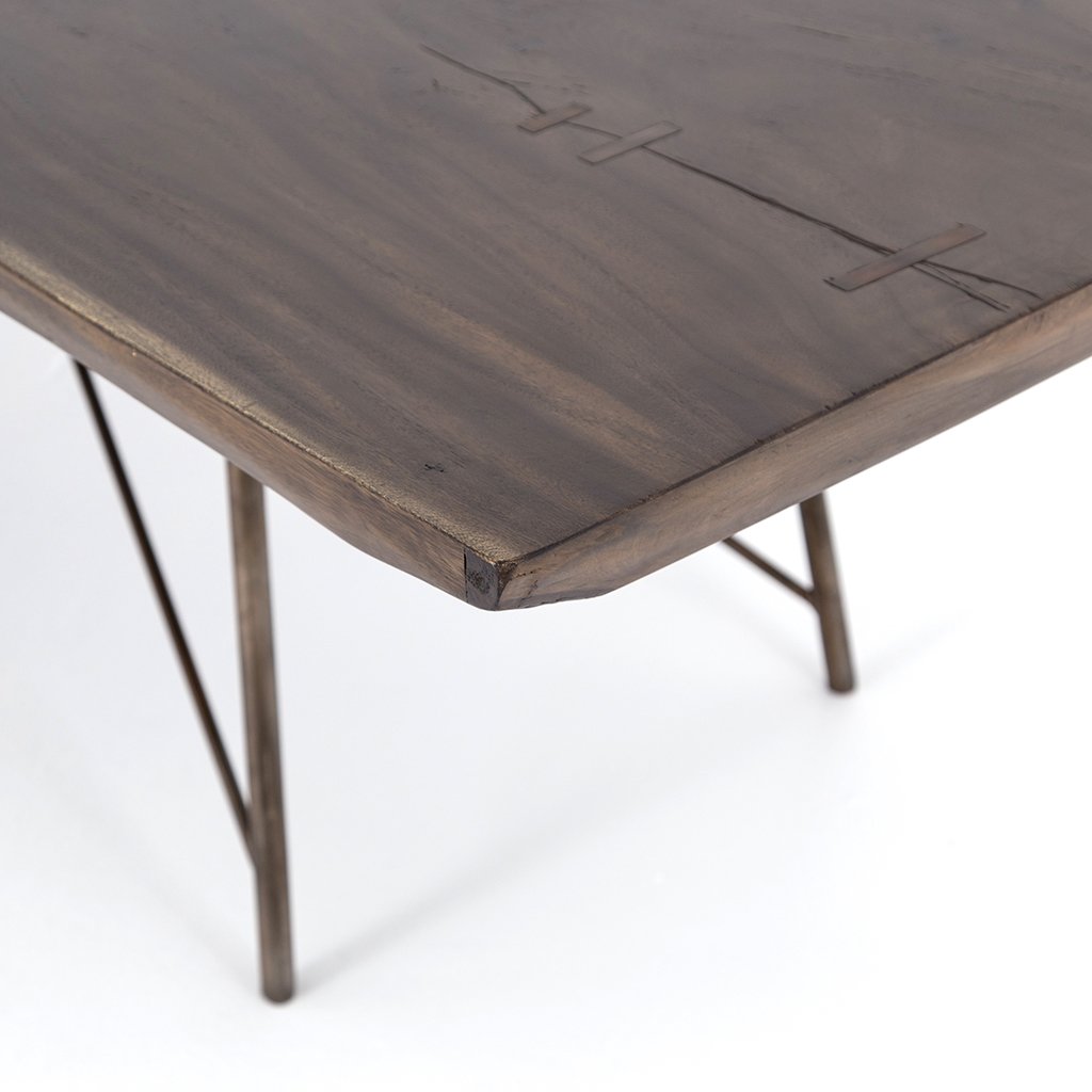 Premium Smoked Saman Wood Dining Table - Rustic Farmhouse Style for Kitchen & Dining Room - Perfect for Family Gatherings & Dinner Parties