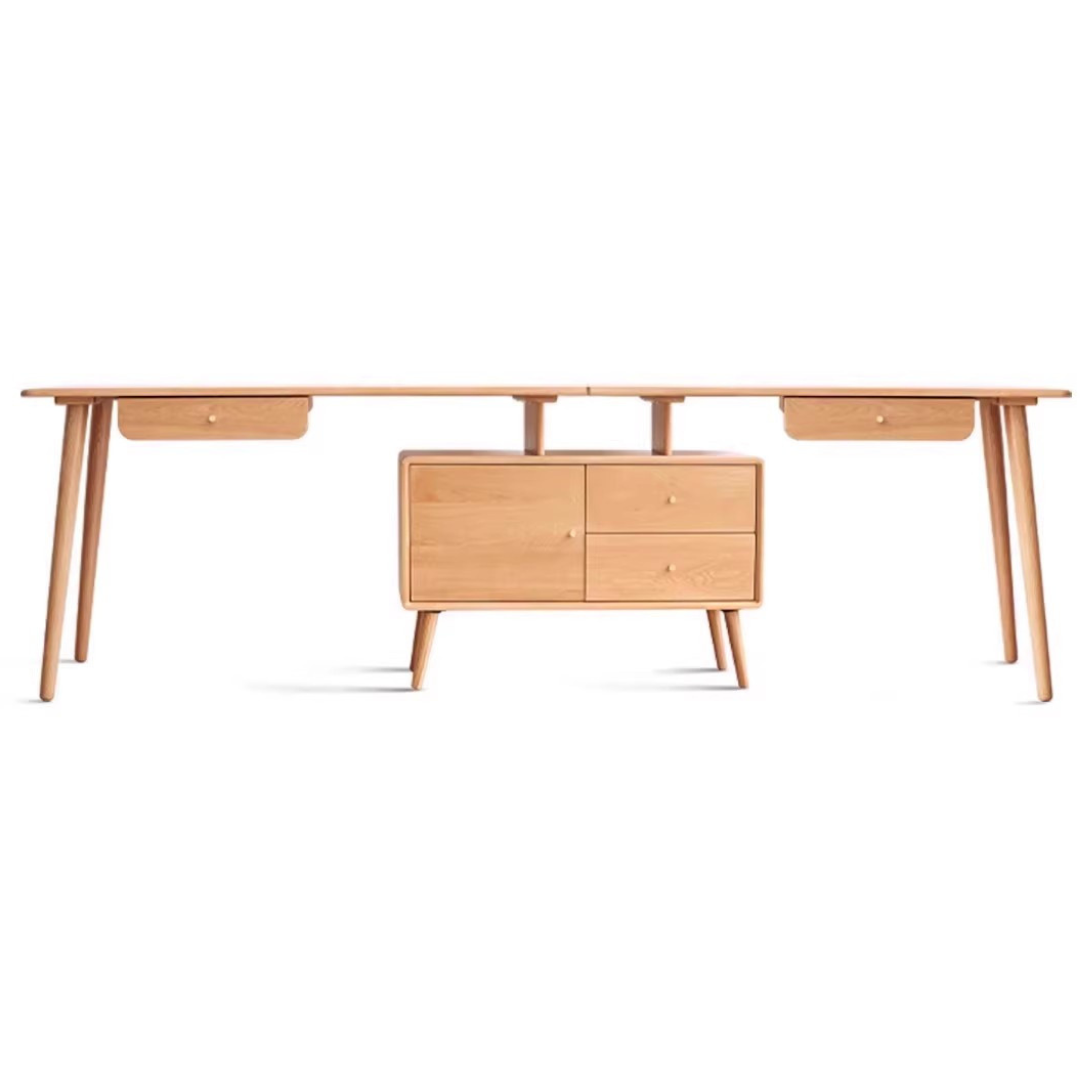Solid Oak Wood Adjustable Height Office Desk - Extendable Workstation for Home & Business Use