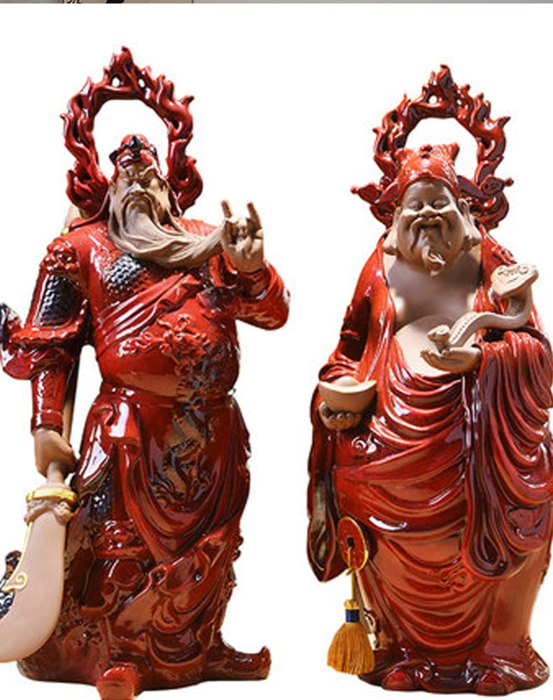 Premium Feng Shui Buddha Statue Set (Pair) - Handcrafted Ceramic Meditation Decor for Home & Office, Chinese Spiritual Gift Collection - Perfect for Zen Spaces, Yoga Studios & Wellness Gifts