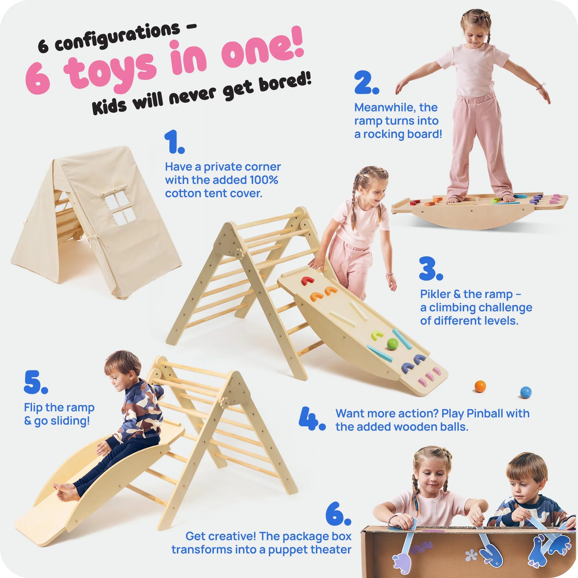 **Pikler Triangle Climber with Ramp - Montessori Wooden Climbing Toy for Toddlers, Indoor Play Gym for Kids, Safe & Sturdy Baby Climbing Set - Perfect for Home Playrooms, Daycares & Montessori Learning Spaces**