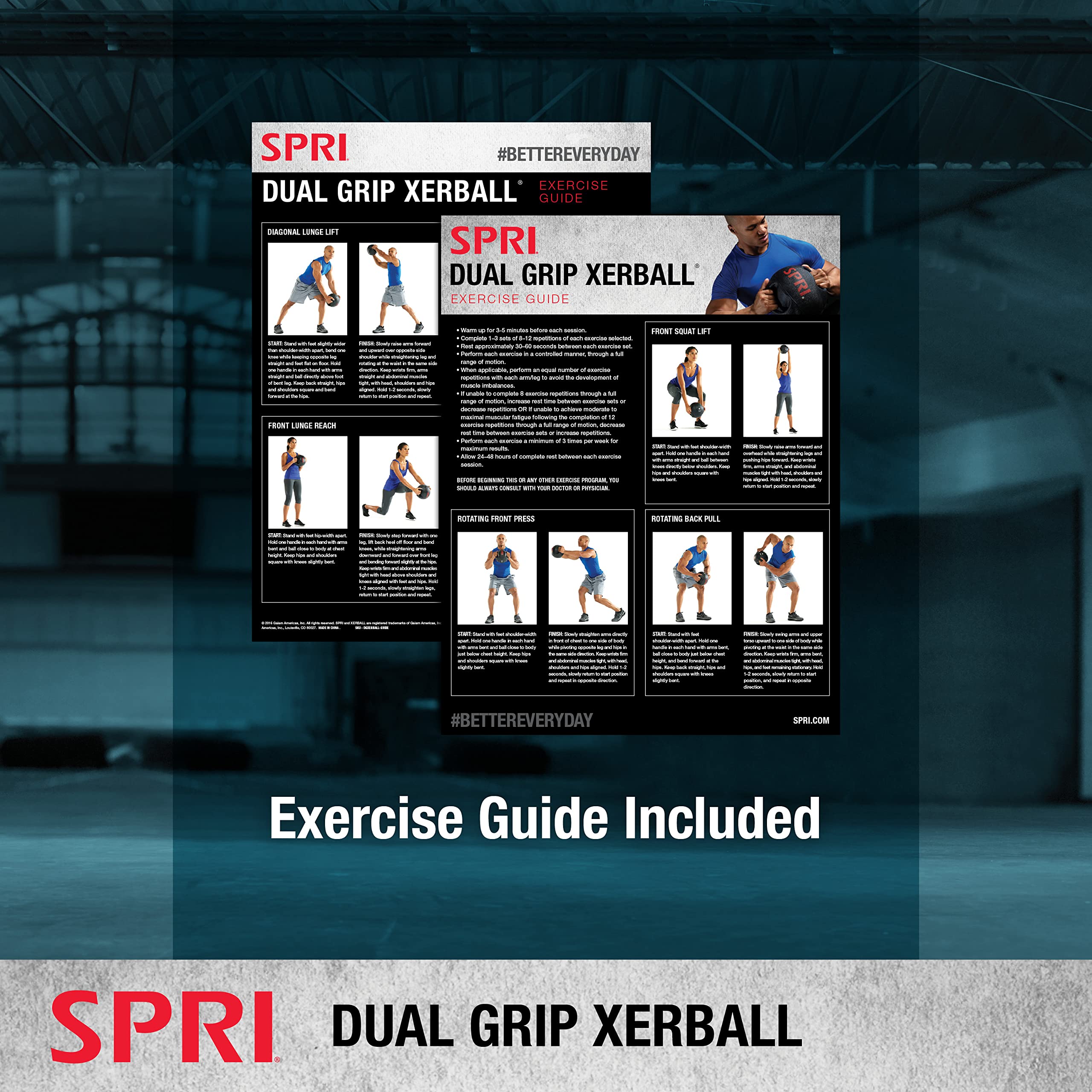 SPRI Weighted Medicine Ball with Handles - Heavy Duty Exercise Ball for Strength Training, CrossFit, Home Gym Workouts & Physical Therapy