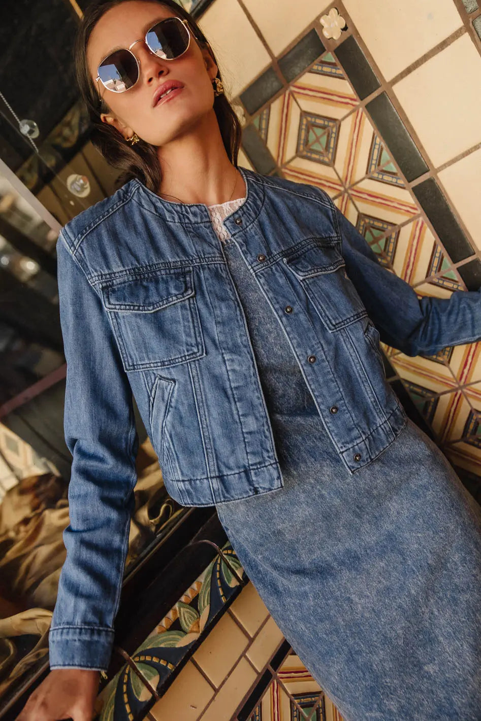 Matiste Denim Jacket for Women - Vintage Distressed Denim Jacket with Button Front & Pockets | Perfect for Casual Outfits, Streetwear & Fall Layering