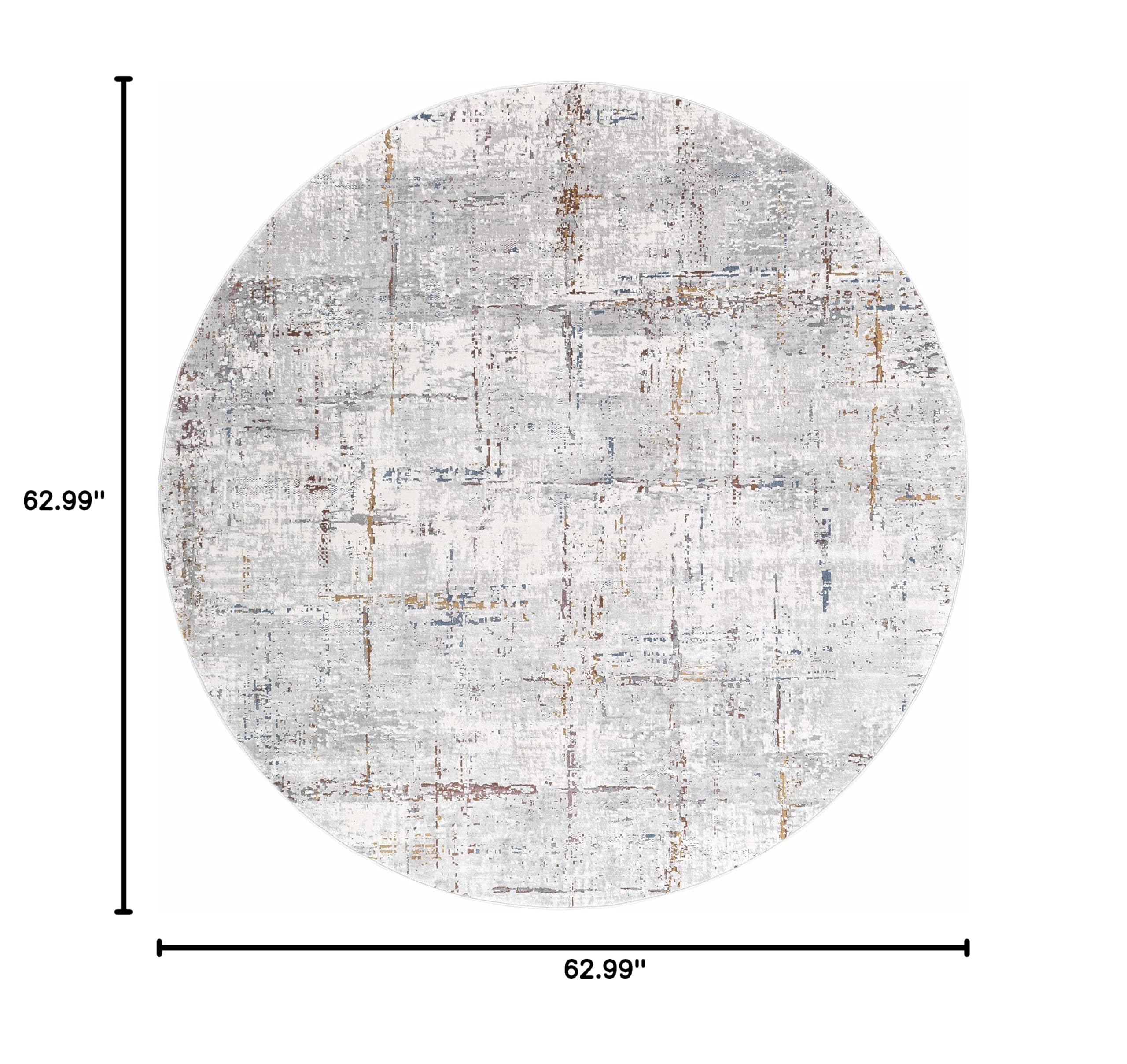 Hauteloom Concordia Modern Abstract Area Rug - Bohemian Distressed Neutral Carpet for Living Room, Bedroom, Dining Room - Gray, Beige, Orange, Red - 5'3