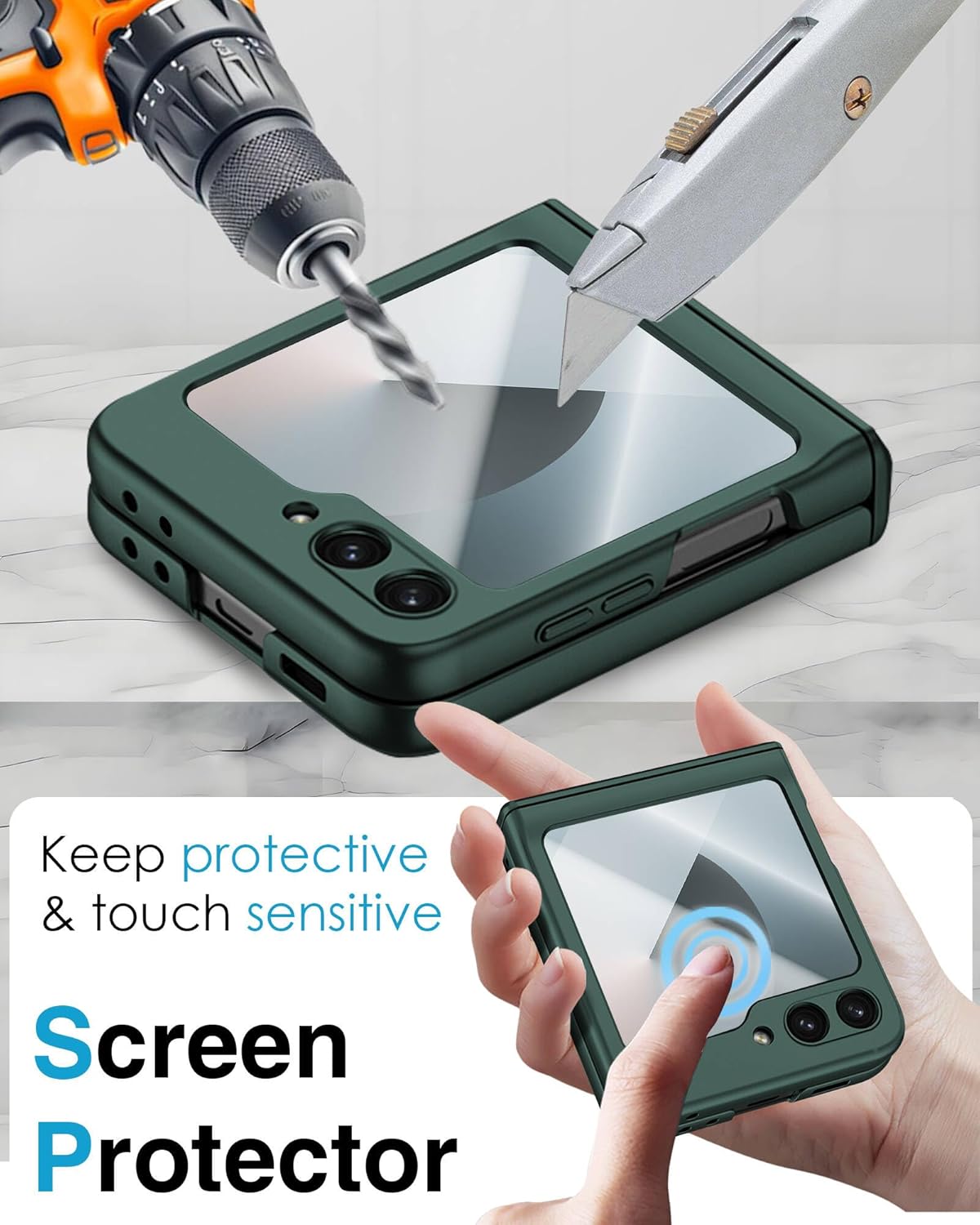 Samsung Galaxy Z Flip 6 Phone Case with Hinge Protection & Built-in Screen Protector | Shockproof Cover for Everyday Use & Travel