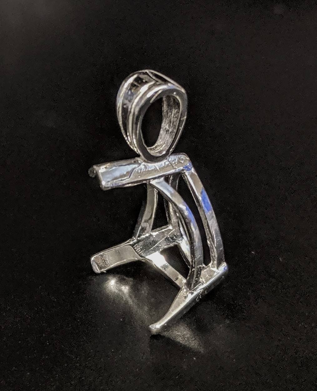 Solid Sterling Silver or 14kt Gold Pear Cut Vee Prong Pendant Setting (12x8mm & 18x13mm) | Handmade in USA | Perfect for Necklace Jewelry Making & DIY Custom Pendants