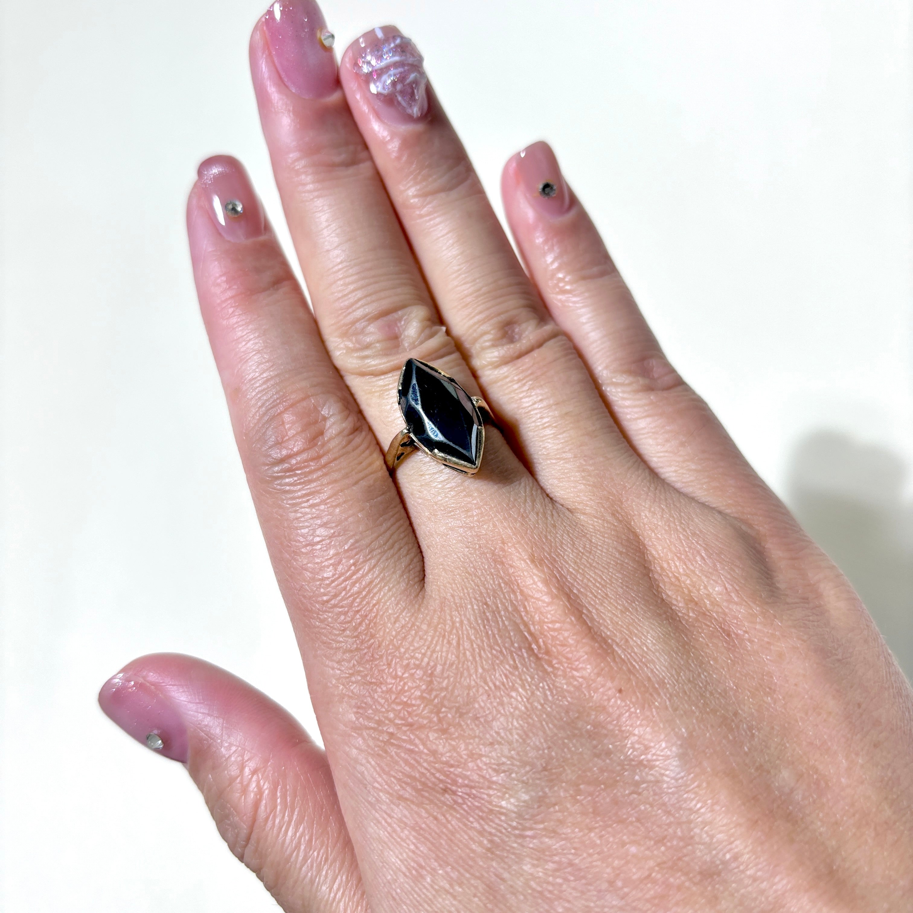 10K Yellow Gold Hematite Ring for Women | 3.51ct Genuine Hematite Stone | Size 7 | Elegant Jewelry Gift for Birthday, Anniversary & Special Occasions