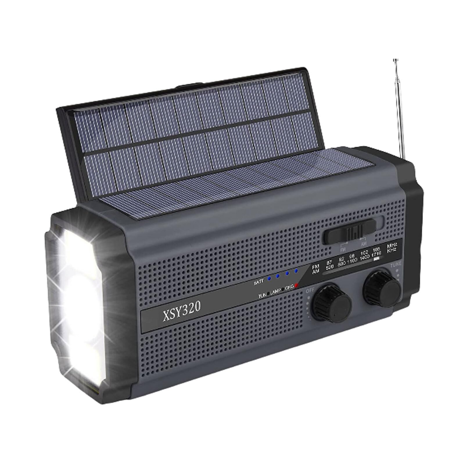 Kesurpae Portable Solar Emergency Radio with Hand Crank Charging, AM/FM/NOAA Weather Band, Stretch Antenna - Perfect for Outdoor Camping, Hiking & Emergency Preparedness (Dark Gray)