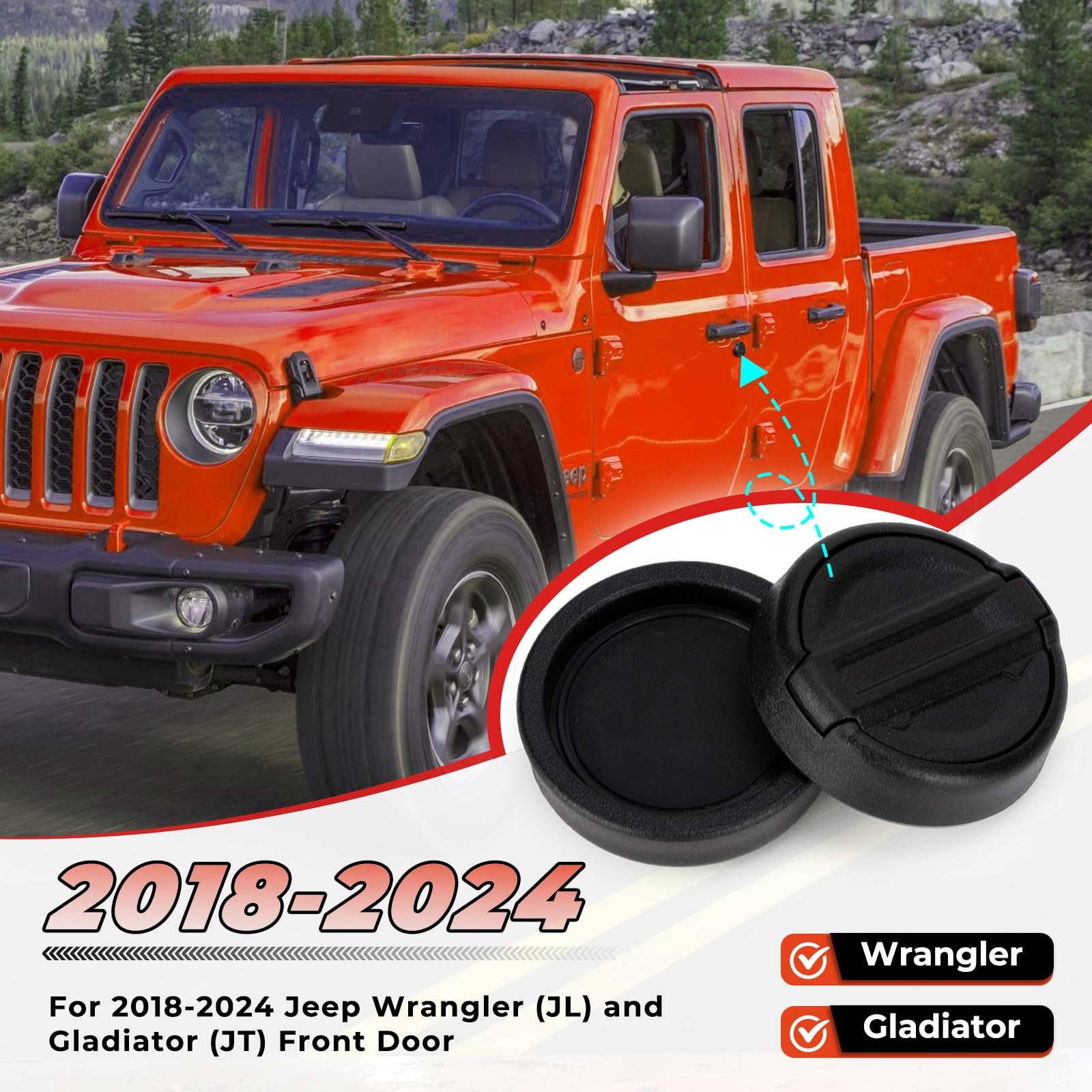 **2018-2024 Jeep Wrangler JL & Gladiator JT Magnetic Keyhole Covers – Front Door Lock Protection Accessories | Weatherproof & Anti-Theft Security for Off-Road & Daily Driving**
