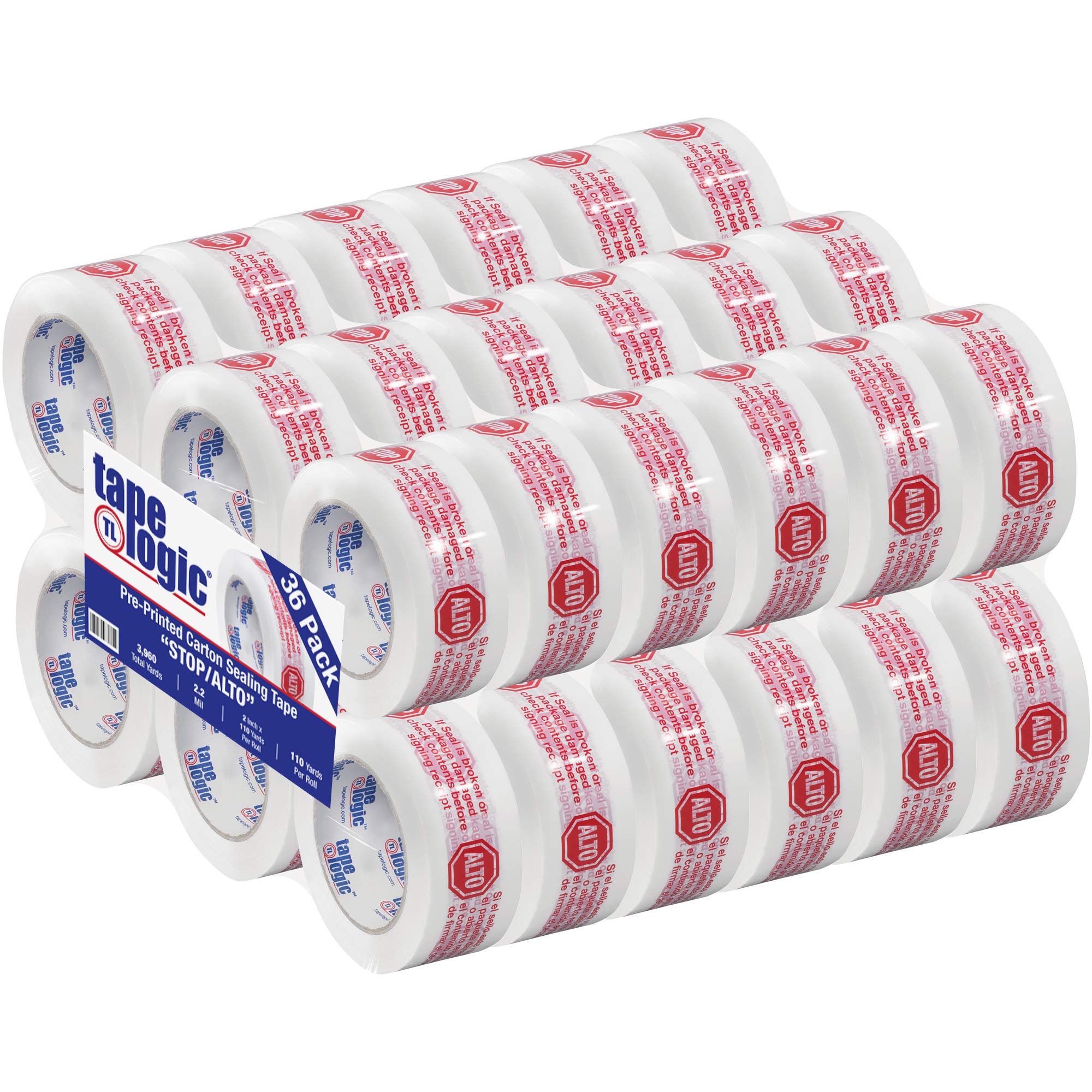 **Aviditi 2 Inch x 110 Yard Heavy Duty Packing Tape - 2.2 Mil Red/White 