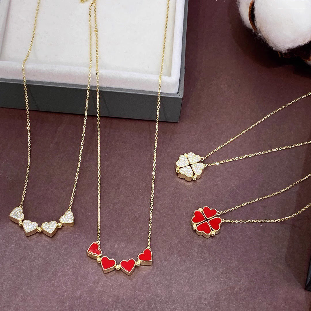 Lucky 4-Leaf Clover Magnetic Pendant Necklace for Women | Adjustable Multi-Way Magnetic Clasp | XL0233 | Perfect for St. Patrick's Day, Gifts & Everyday Fashion Accessory