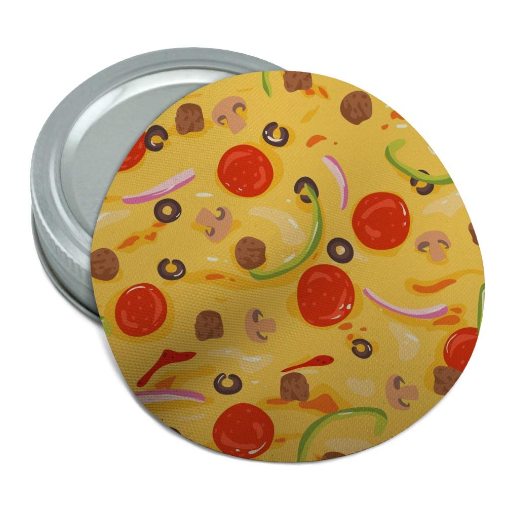 Non-Slip Round Rubber Jar Opener with Pizza Pattern - Perfect for Pepperoni, Olives & Onions Jars - Kitchen Essential for Easy Grip & Tight Lids