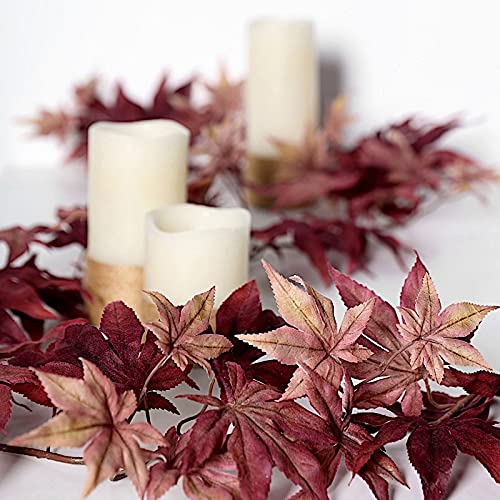 70-Inch Burgundy Artificial Fall Maple Leaf Garland - Faux Autumn Foliage for Wedding, Party & Reception Decor - Home & Event Decoration Supplies
