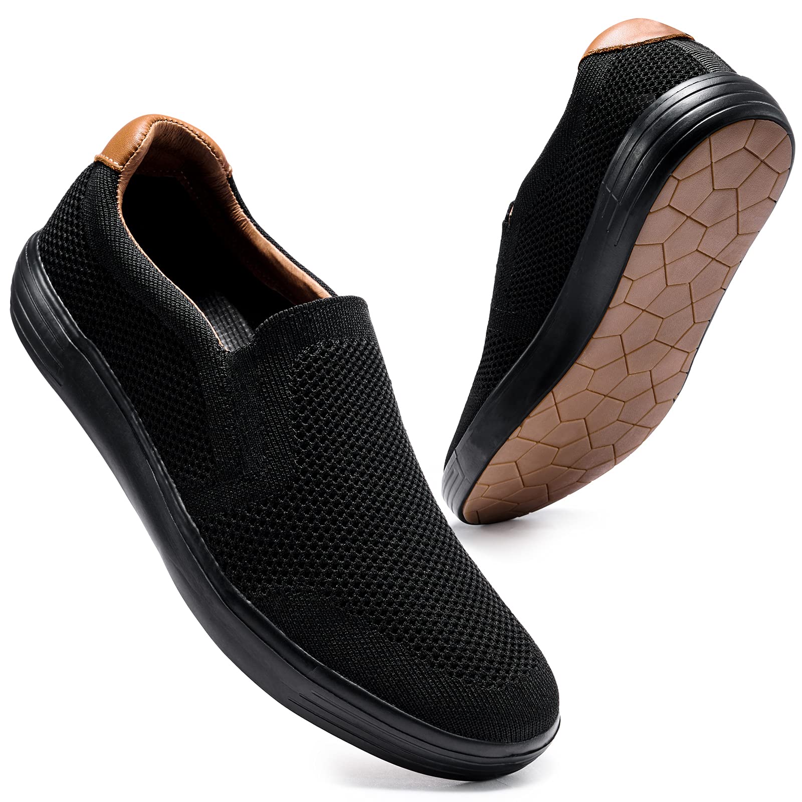 Konhill Men's Slip-On Winter Sneakers - Comfortable Knit Loafers with Memory Foam & Arch Support | Non-Slip Driving & Work Shoes | Perfect for Walking, Skating & Casual Wear