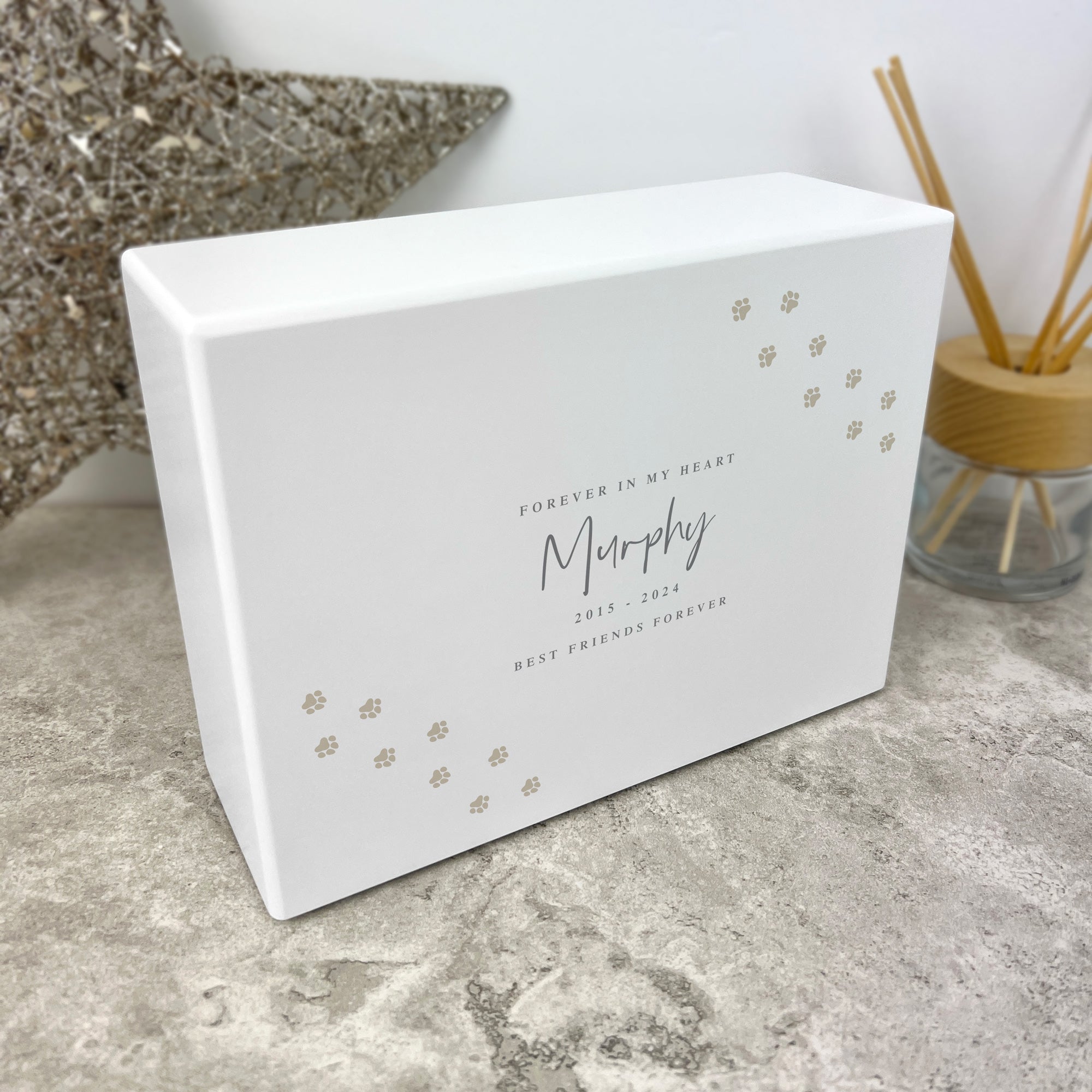 Personalized Neutral Paw Prints Pet Cremation Urn for Ashes | 1.09 Liters (3.7 oz) | Memorial Keepsake for Dogs, Cats & Small Pets | Perfect for Home Display or Memorial Ceremony